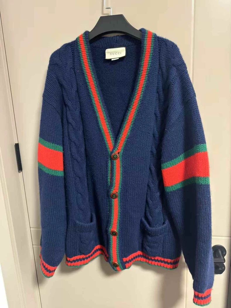 Gucci Red and green cardigan sweater 2501-Nextarrow