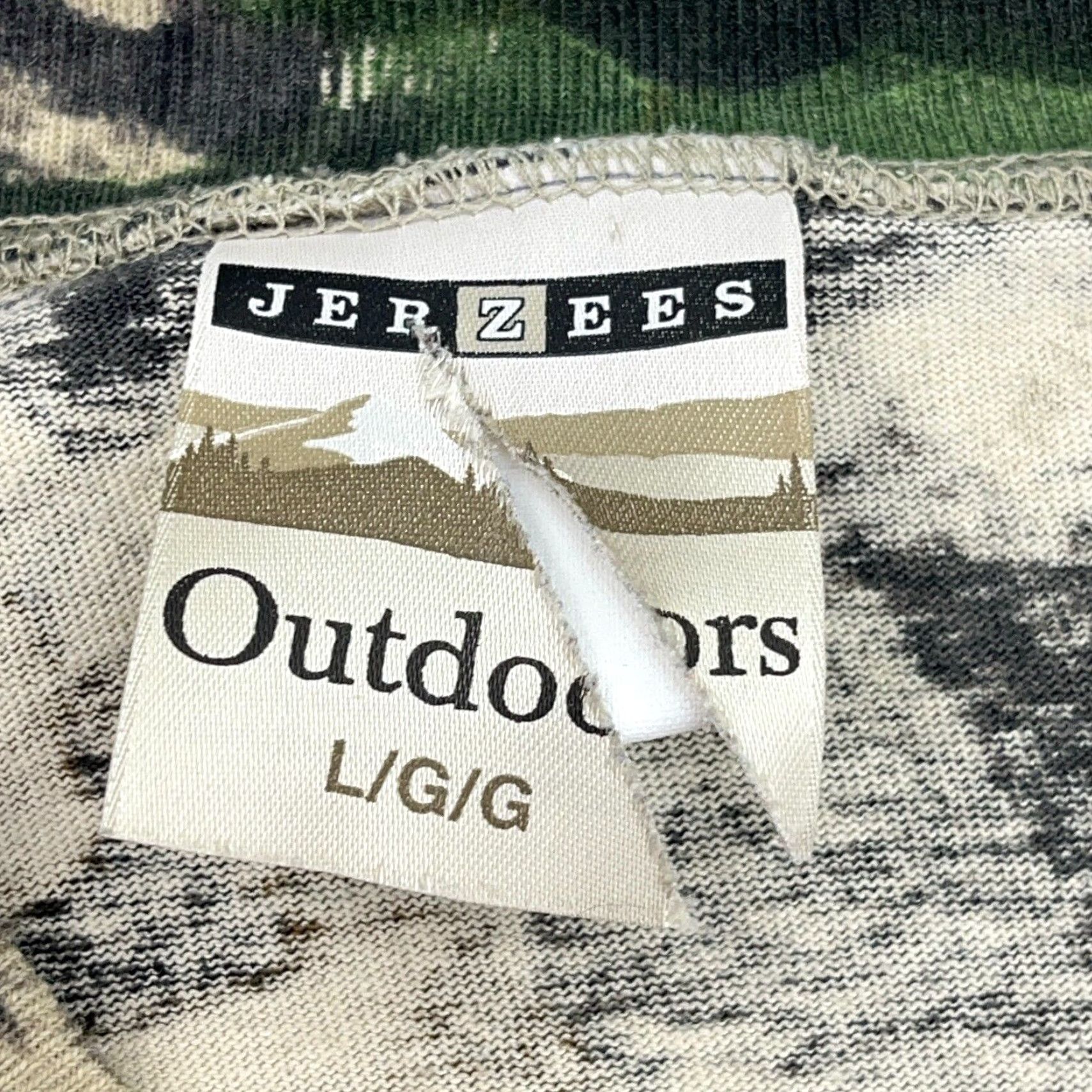 Jerzees VINTAGE Jerzees Shirt Men L Henley Tee Long Sleeve Camouflage Brown 90s Y2K Jersey Logo Graphic Print Adult Mens Size US L / EU 52-54 / 3 - 5 Thumbnail