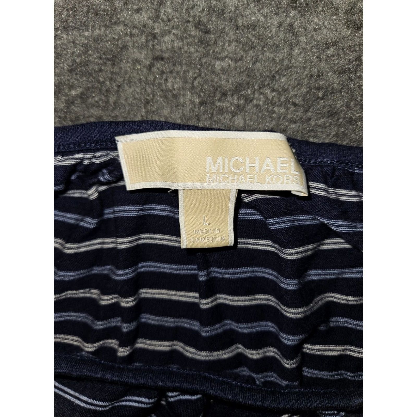 Michael Kors Michael Kors Crop Top Womens Large Boat Neck Blue Striped Casual Workwear - Preppy Style Size L / US 10 / IT 46 - 2 Thumbnail
