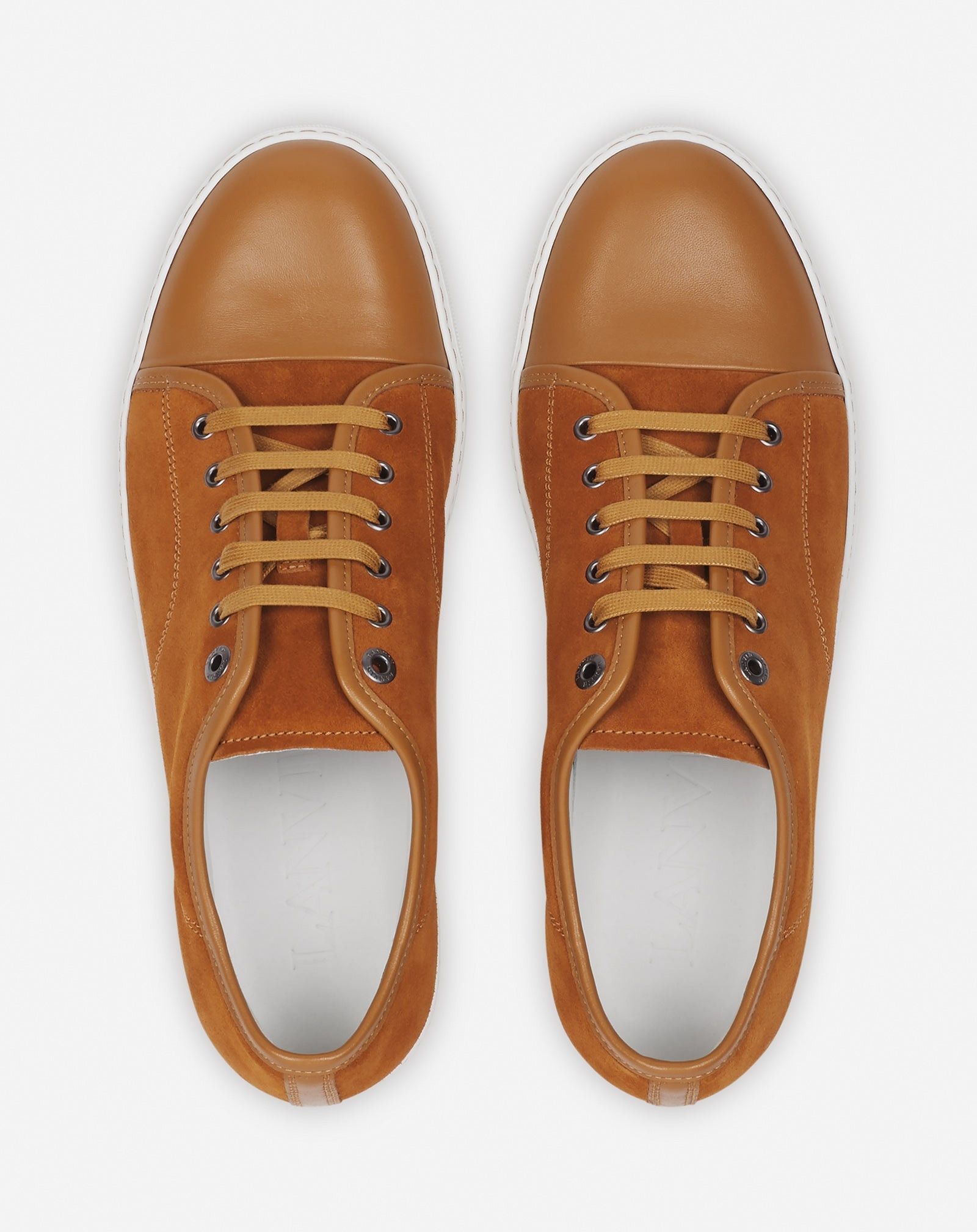 Lanvin o1mle0825 Dbb1 Leather Suede Sneakers in Brown Size US 7 / EU 40 - 3 Thumbnail