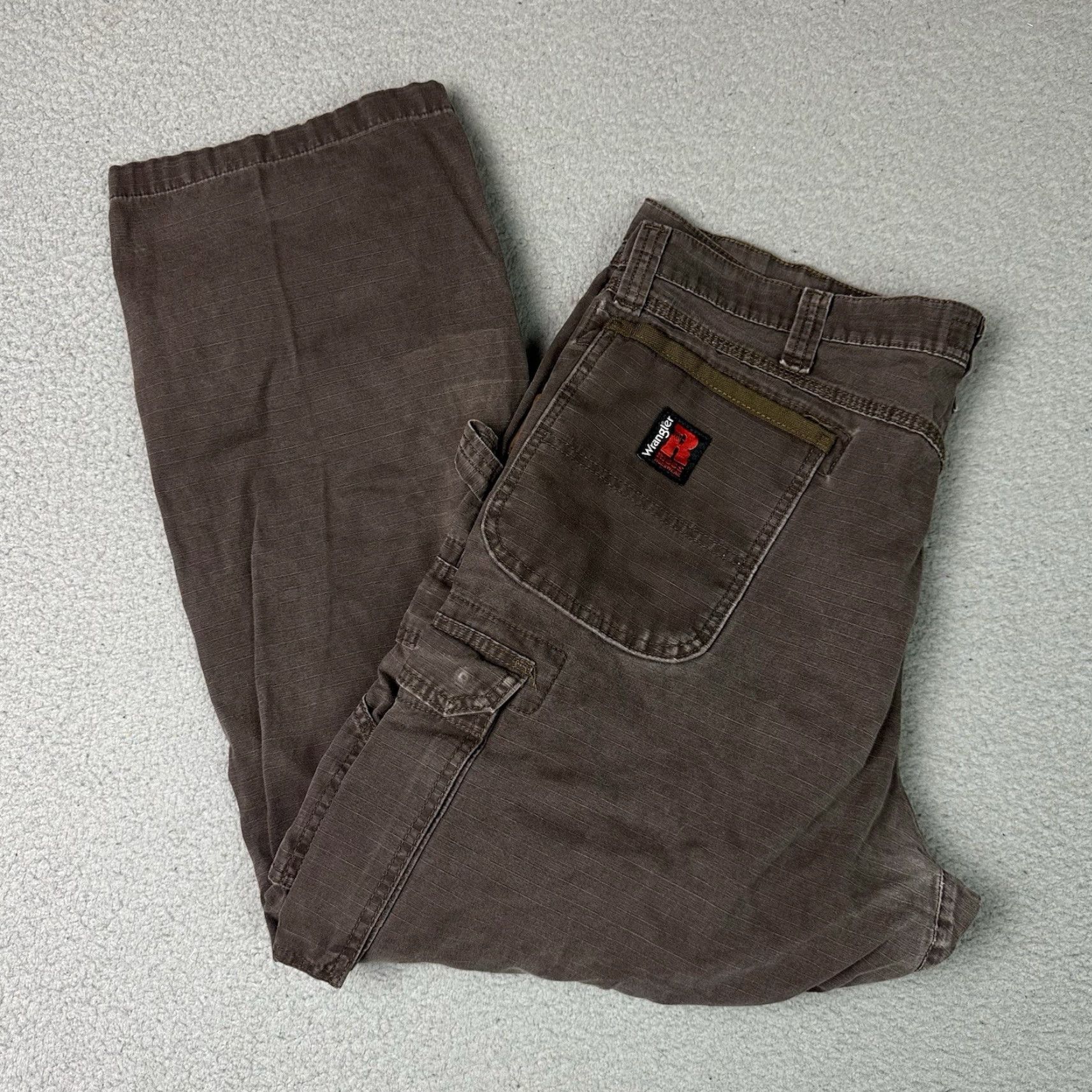 Wrangler VINTAGE Wrangler Cargo Pants Mens 38x30 Brown Ripstop Riggs Workwear Canvas Utility Size US 38 / EU 54 - 2 Thumbnail