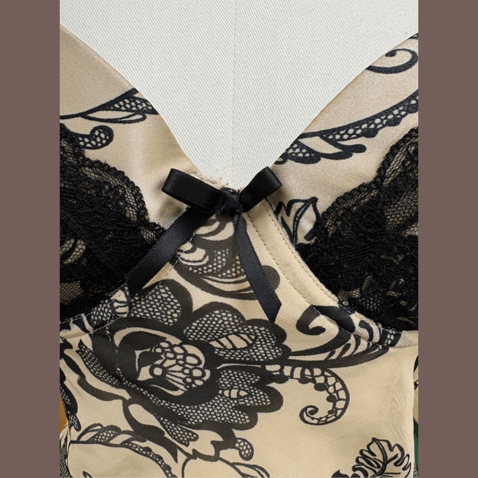 Apt. 9 VTG Slip Dress | APT.9 Cream Black Lace | 2000s Lingeriecore Size L / US 10 / IT 46 - 2 Thumbnail