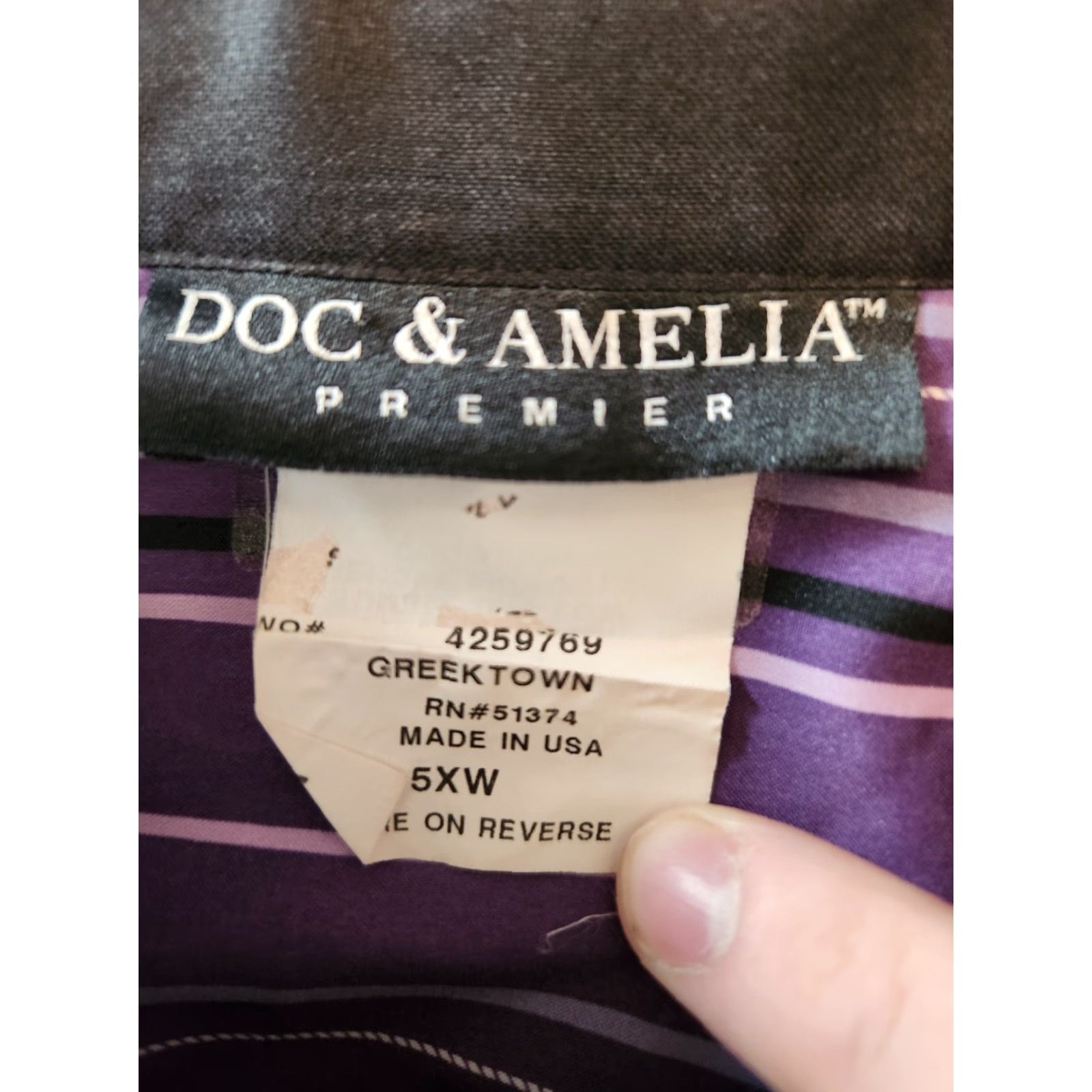 Vintage Doc & Amelia Premier by Cintas Purple Button Up Stripe Uniform Shirt 5X Women, Polyester, Purple, Shirt, 5X, Womens Size US XXL / EU 58 / 5 - 7 Thumbnail