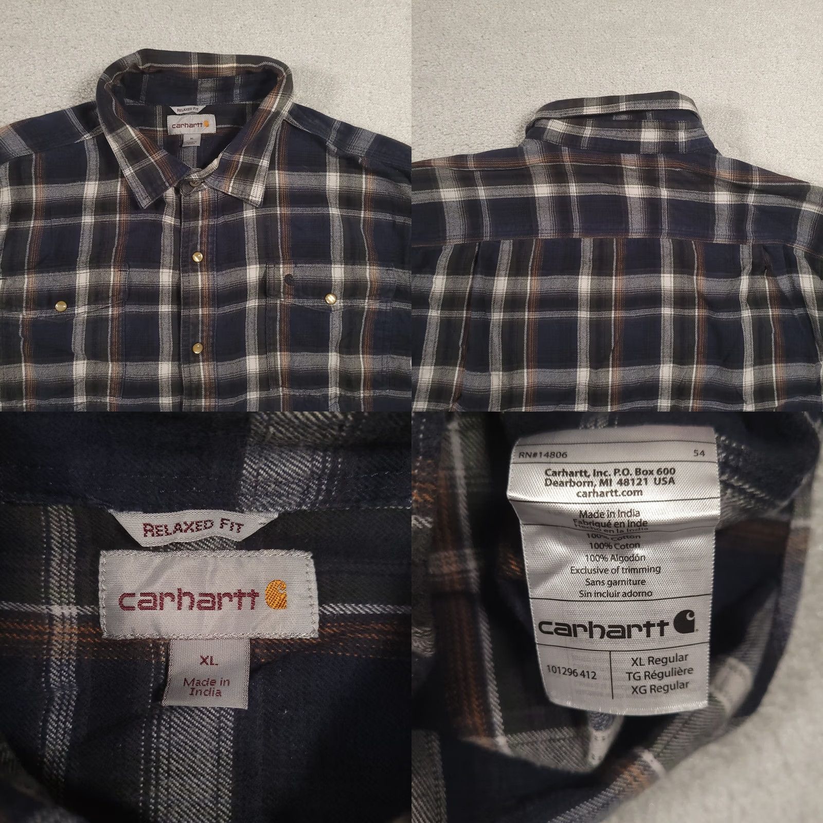 Carhartt Carhartt Shirt Men XL Relaxed Fit Pearl Snap Western Blue Plaid Size US XL / EU 56 / 4 - 8 Thumbnail