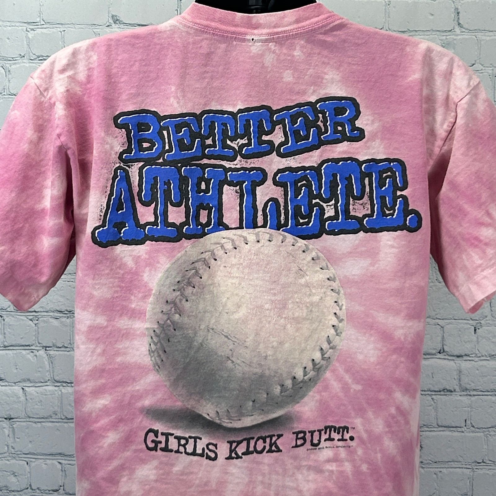 Vintage Vintage 90s Girls Kick Butt Softball T Shirt Pink Unisex L Size L / US 10 / IT 46 - 1 Thumbnail