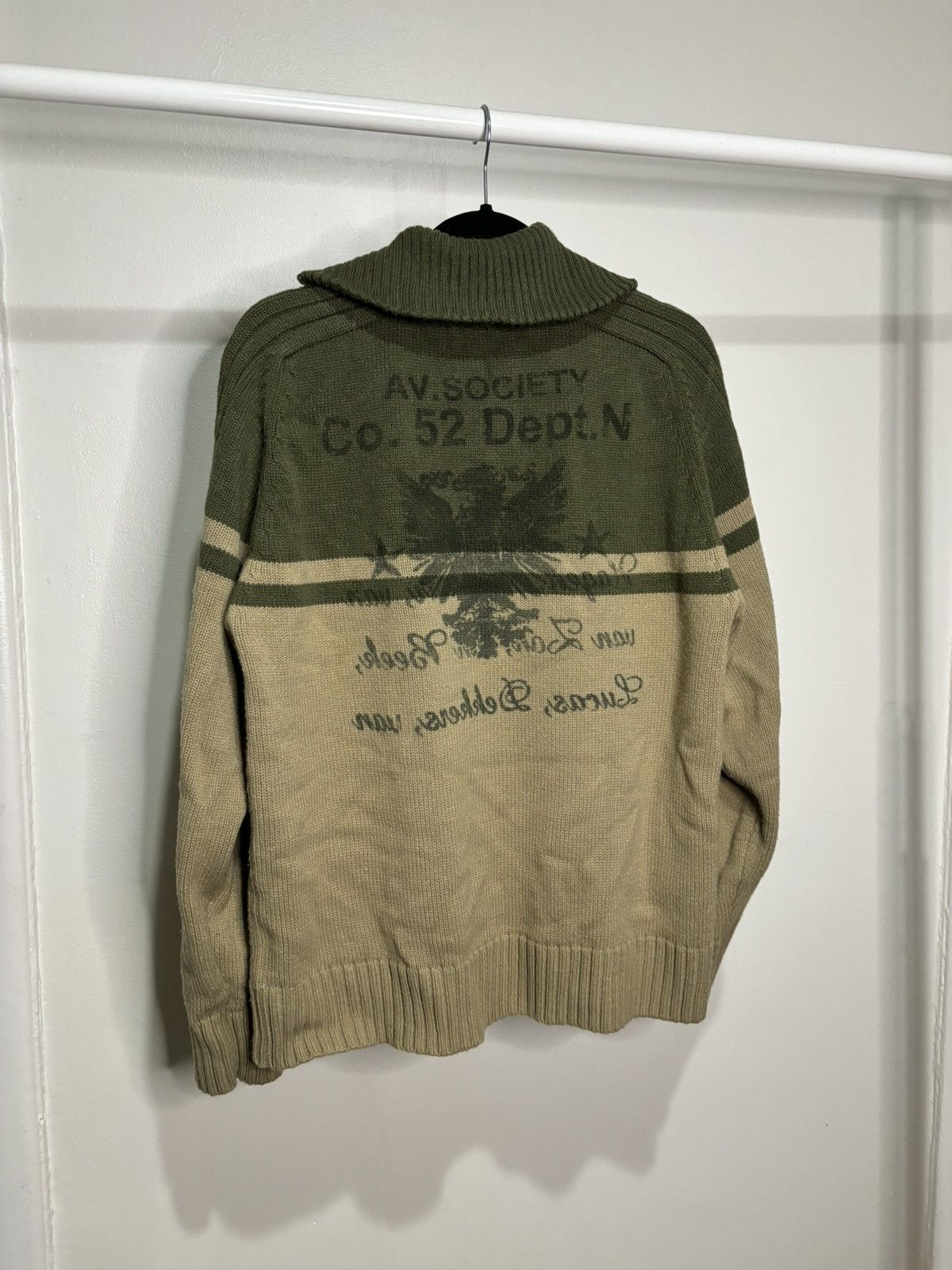 Noize × Streetwear × Vintage Vintage Y2K Khaki Green Beige Knit Zip-Up  Turtleneck Sweater | Grailed
