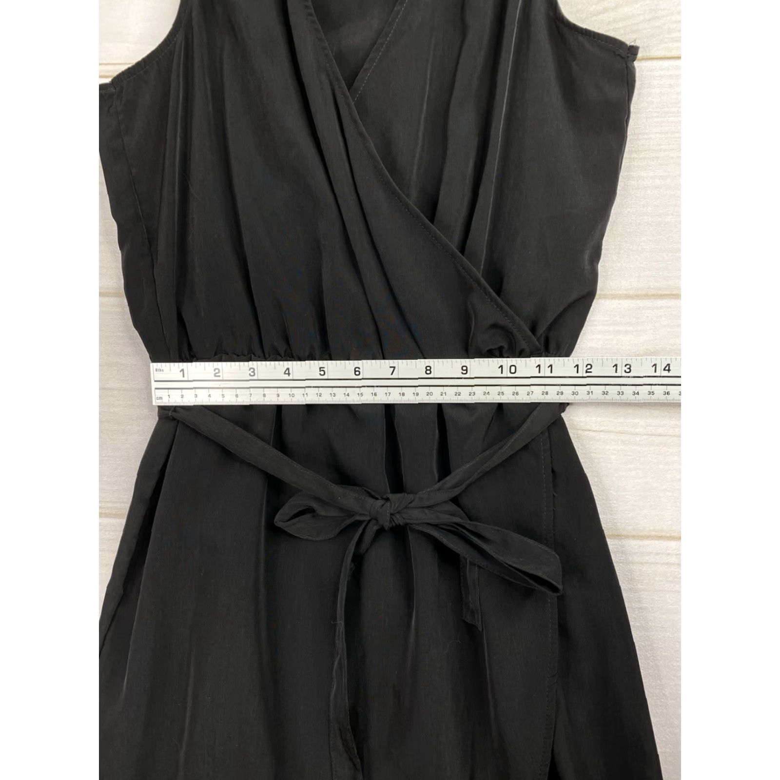Vintage RD style Dress S Black Faux Wrap Eyelet Trim V Neck Sleeveless Knee-Length NWT Casual Womens Size L / US 10 / IT 46 - 6 Thumbnail