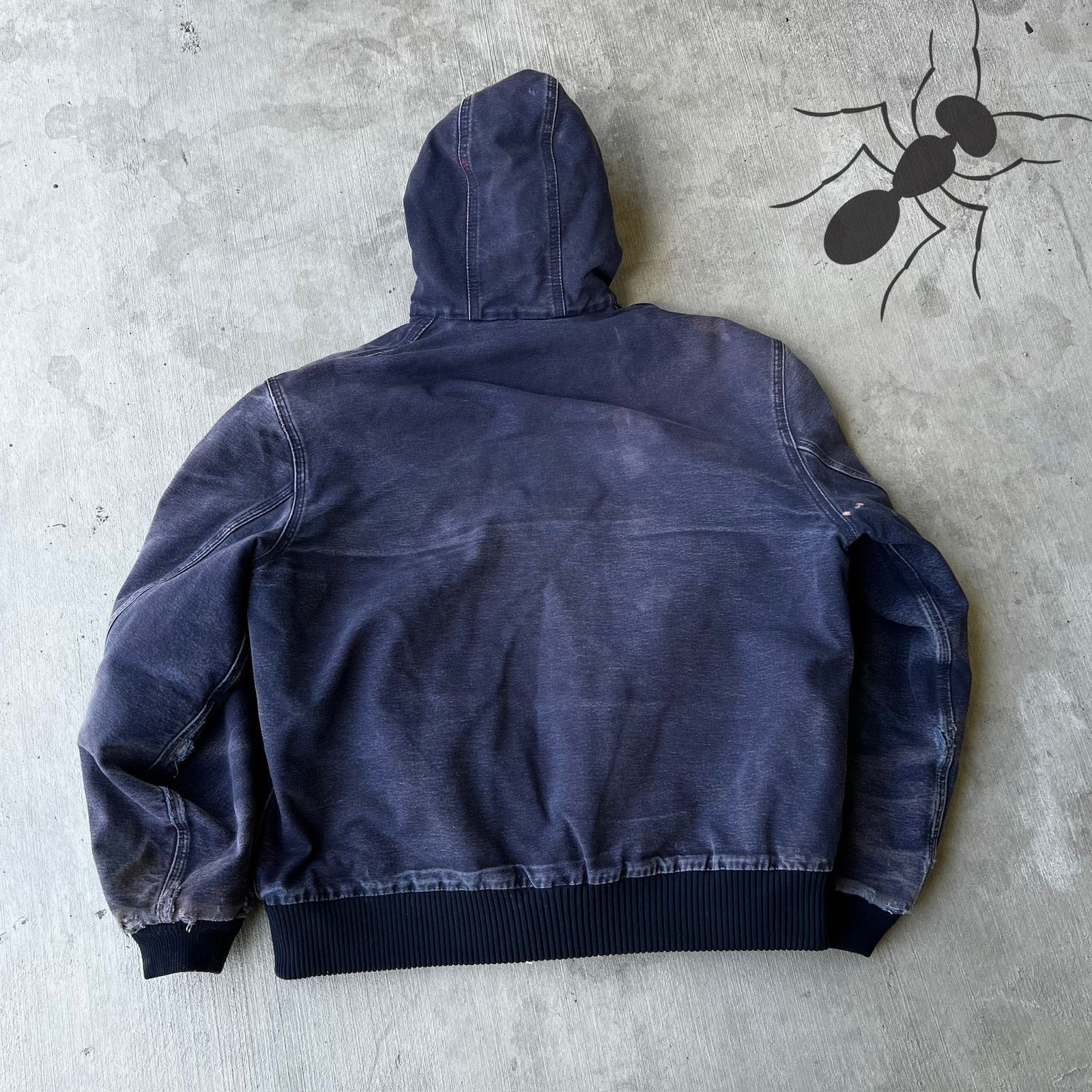 Carhartt × Vintage Carhartt J130 MDT faded blue hooded work wear jacket Size US L / EU 52-54 / 3 - 5 Thumbnail