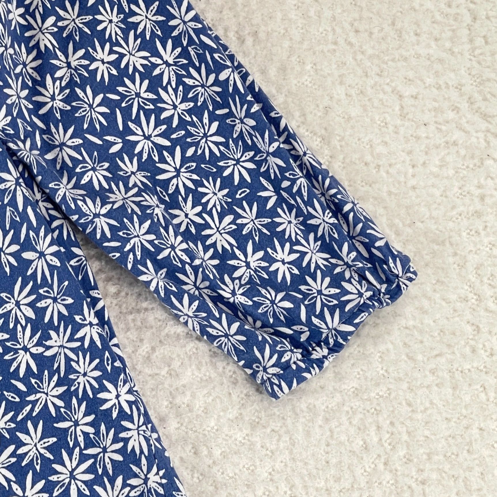J. Jill J. Jill Shirt Womens Large Blue Floral Print Off the Shoulder Long Sleeve Casual Size L / US 10 / IT 46 - 5 Thumbnail