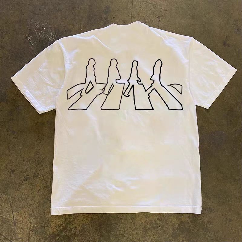 Vintage White Loose Sidewalk Print Short Sleeve T-Shirt Size US M / EU 48-50 / 2 - 1 Thumbnail