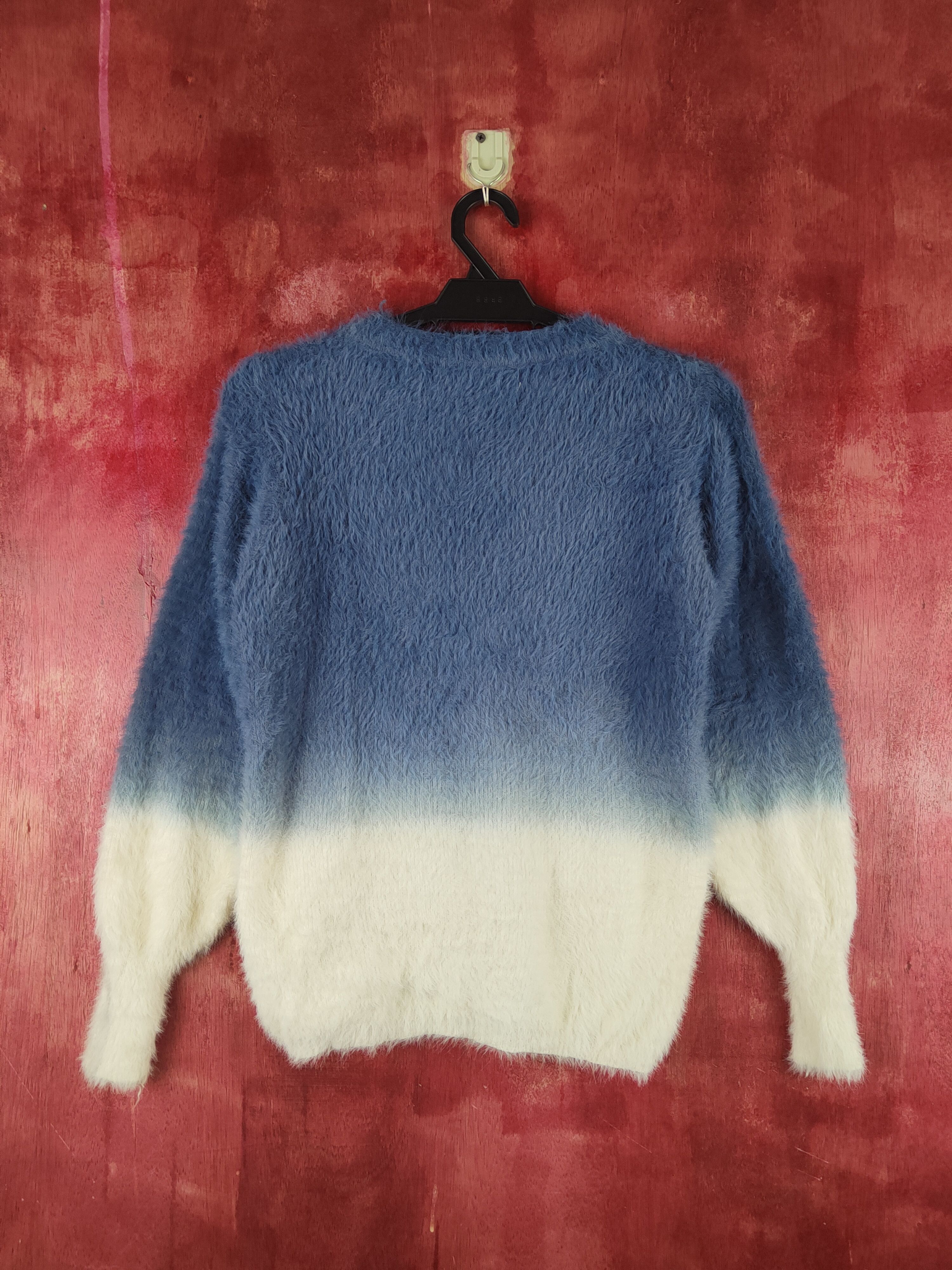 Homespun Knitwear R.p.s Blue White Shag Shaggy Fur Mohair Knitwear #S1933 Size M / US 6-8 / IT 42-44 - 7 Thumbnail