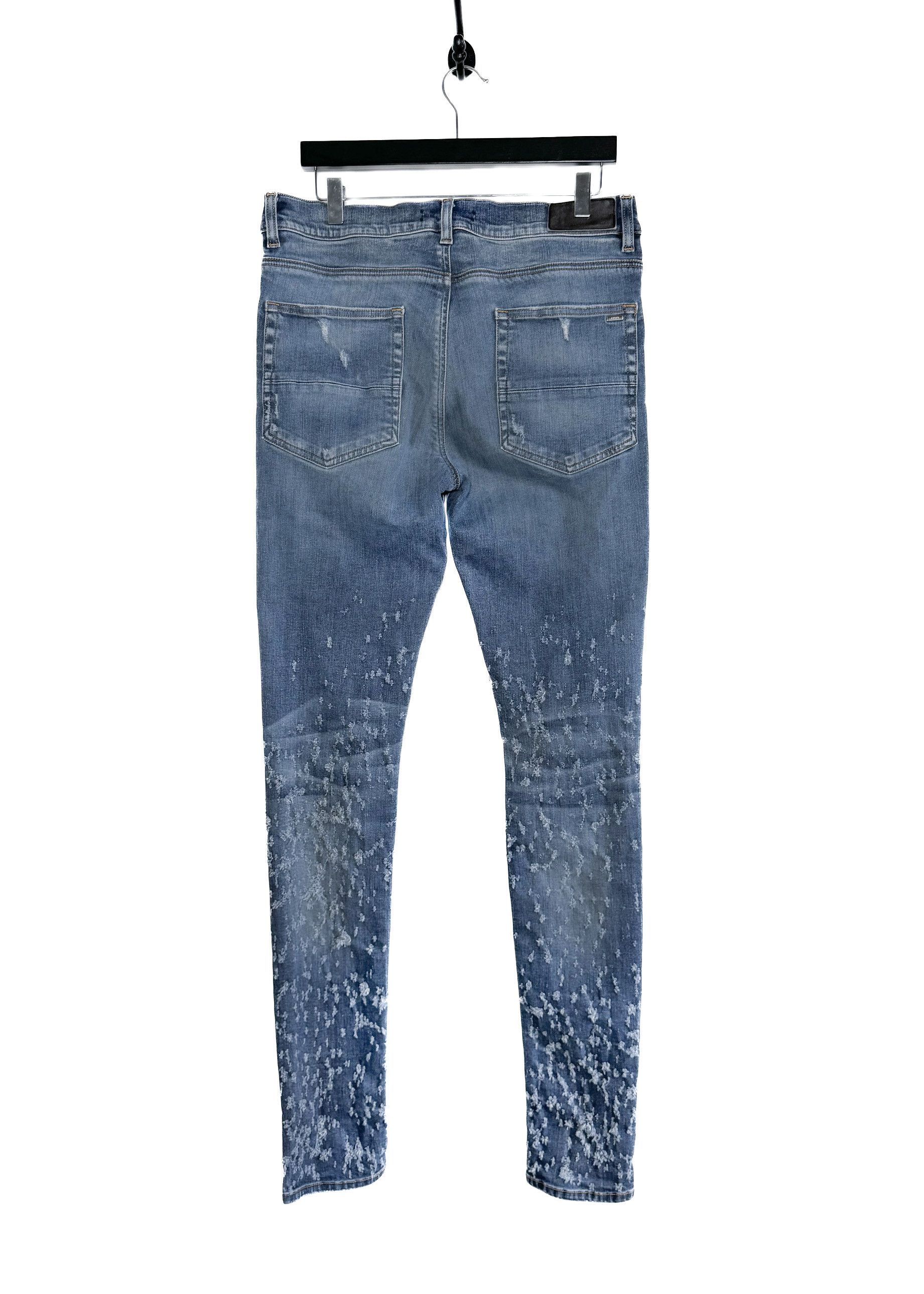 Amiri Amiri Washed Blue Knee Slit Shotgun Jeans Size US 34 / EU 50 - 4 Thumbnail