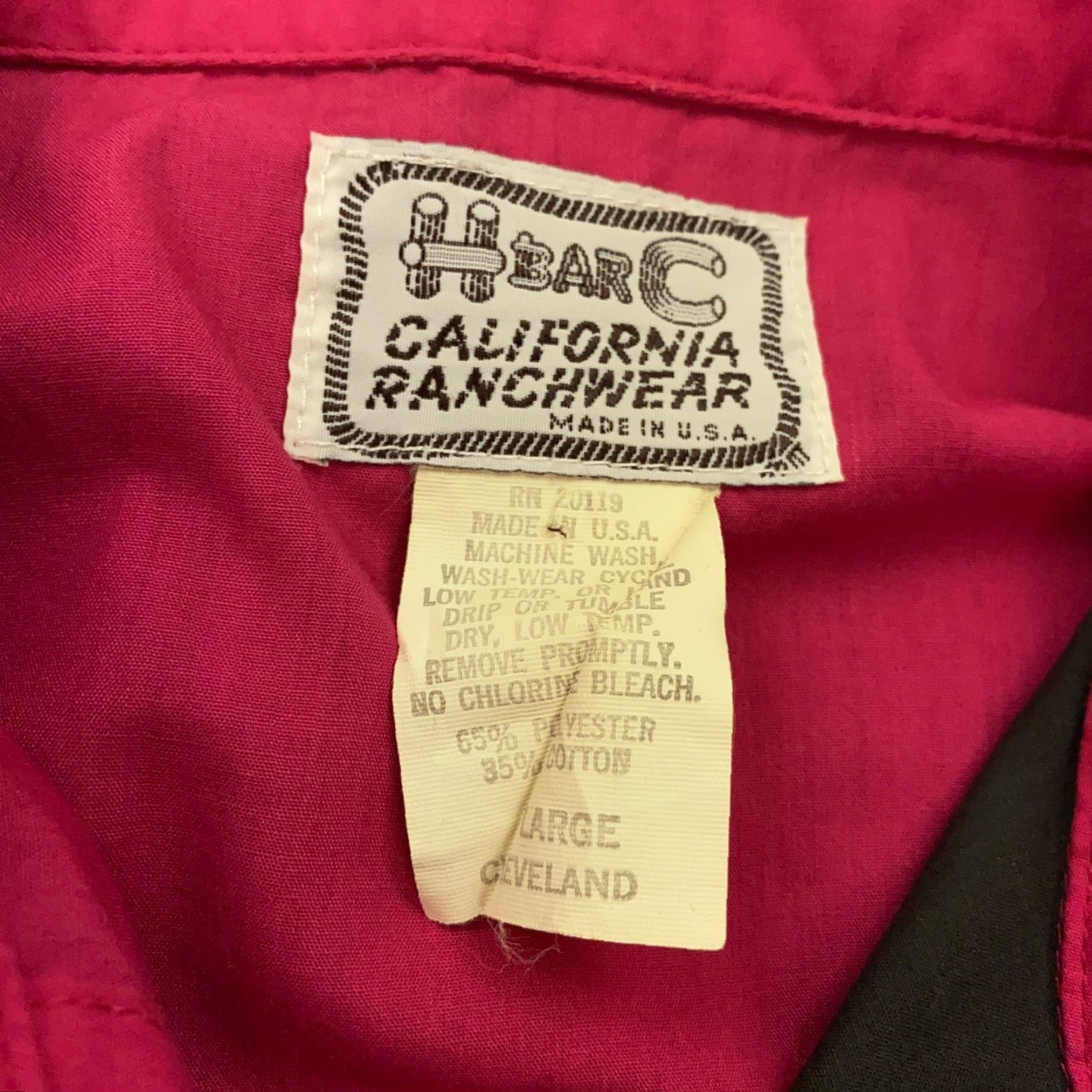 Vintage VTG H Bar C California Ranchwear Shirt Mens Large Red Pearl Snap Rockabilly Size US L / EU 52-54 / 3 - 4 Thumbnail