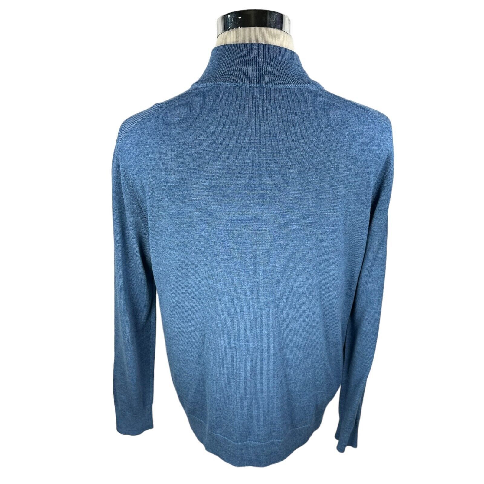 UNTUCKit Untuckit Sweater Large Blue Knit Merino Wool 1/4 Zip Golf Size US L / EU 52-54 / 3 - 4 Thumbnail