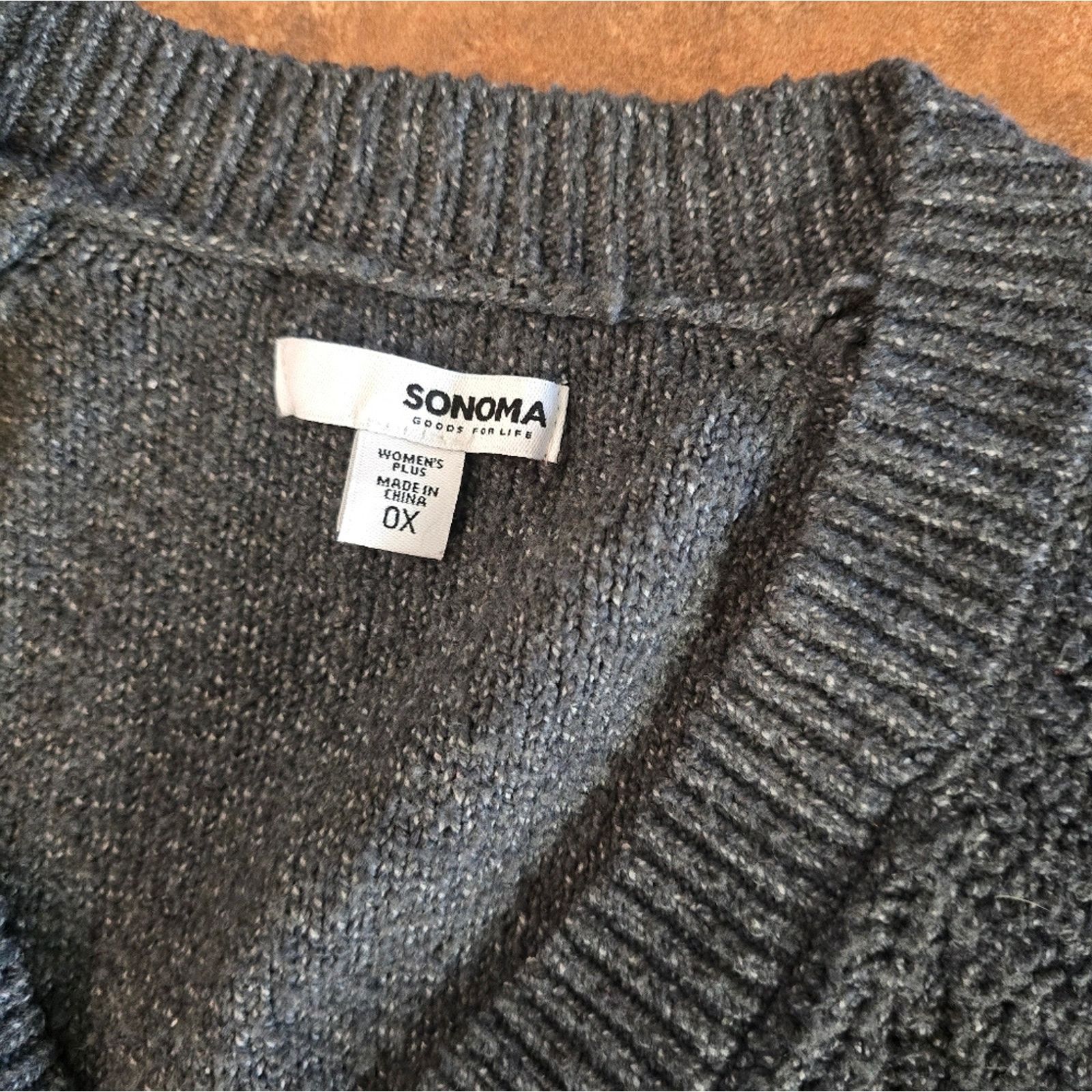 Sonoma Grey Knit | SONOMA | Vneck Sweater Size ONE SIZE - 3 Thumbnail