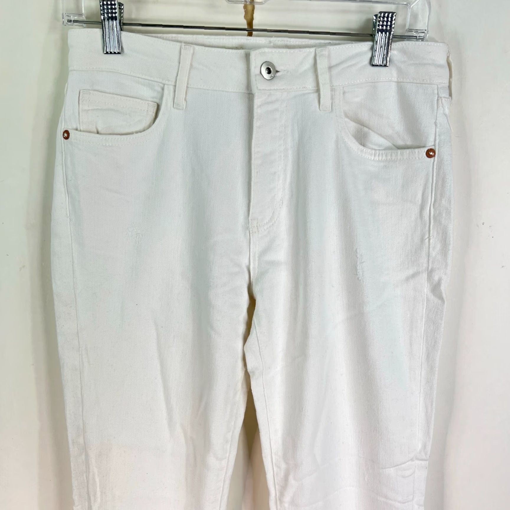 Vintage Pilcro & The Letterpress White Denim Jeans Women's 29 Ankle High Rise 28x28 Size 29" - 2 Thumbnail