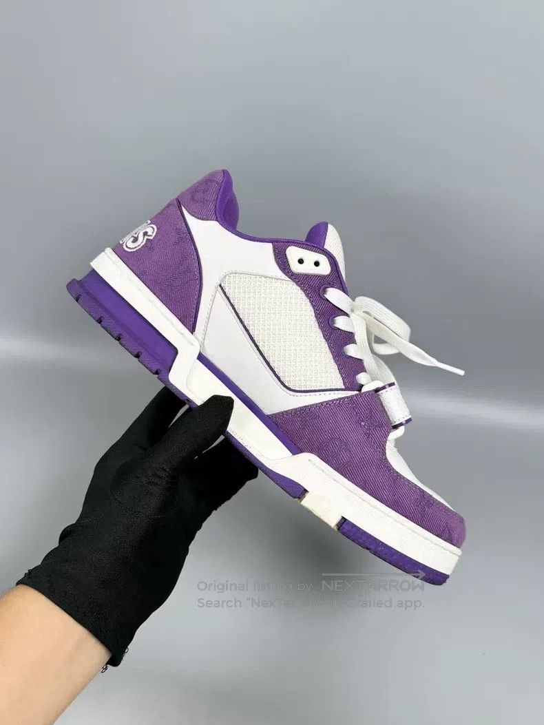 Louis Vuitton Louis Vuitton White and Purple Velcro Trainer Casual Shoes Size US 7 / EU 40 - 6 Thumbnail