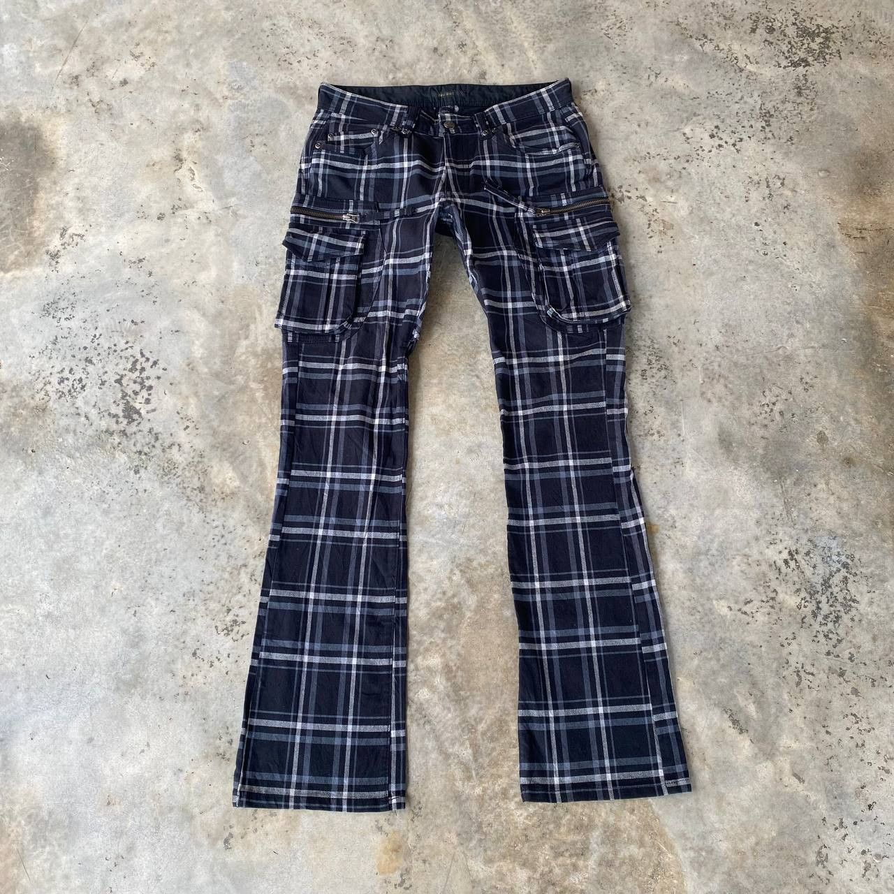 Japanese Brand BELL BELL CARGO CYBERPUNK PRISONER FLARED BONDAGE TARTAN Size US 29 - 1 Thumbnail