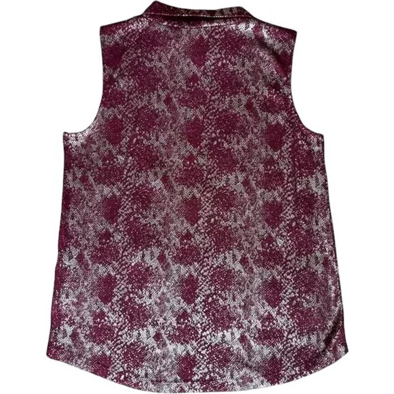 Jones New York Jones New York Mock Neck Red Plum Foil Sleeveless Top, S Size S / US 4 / IT 40 - 2 Thumbnail