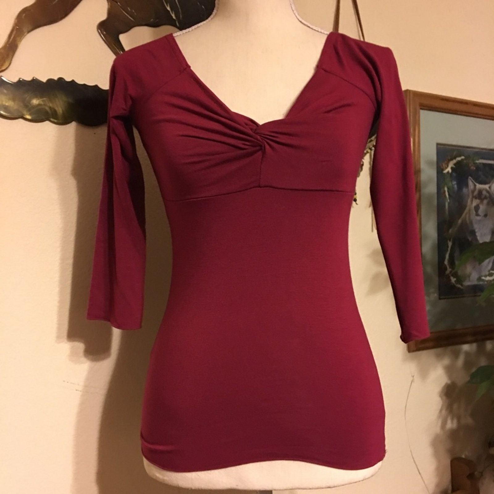 Other Next Era burgundy knot bust 3/4 sleeve top NWT S Size S / US 4 / IT 40 - 1 Thumbnail