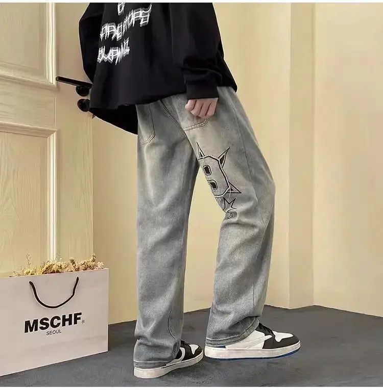 Japanese Brand Retro embroidered straight leg jeans Size US 32 / EU 48 - 6 Thumbnail