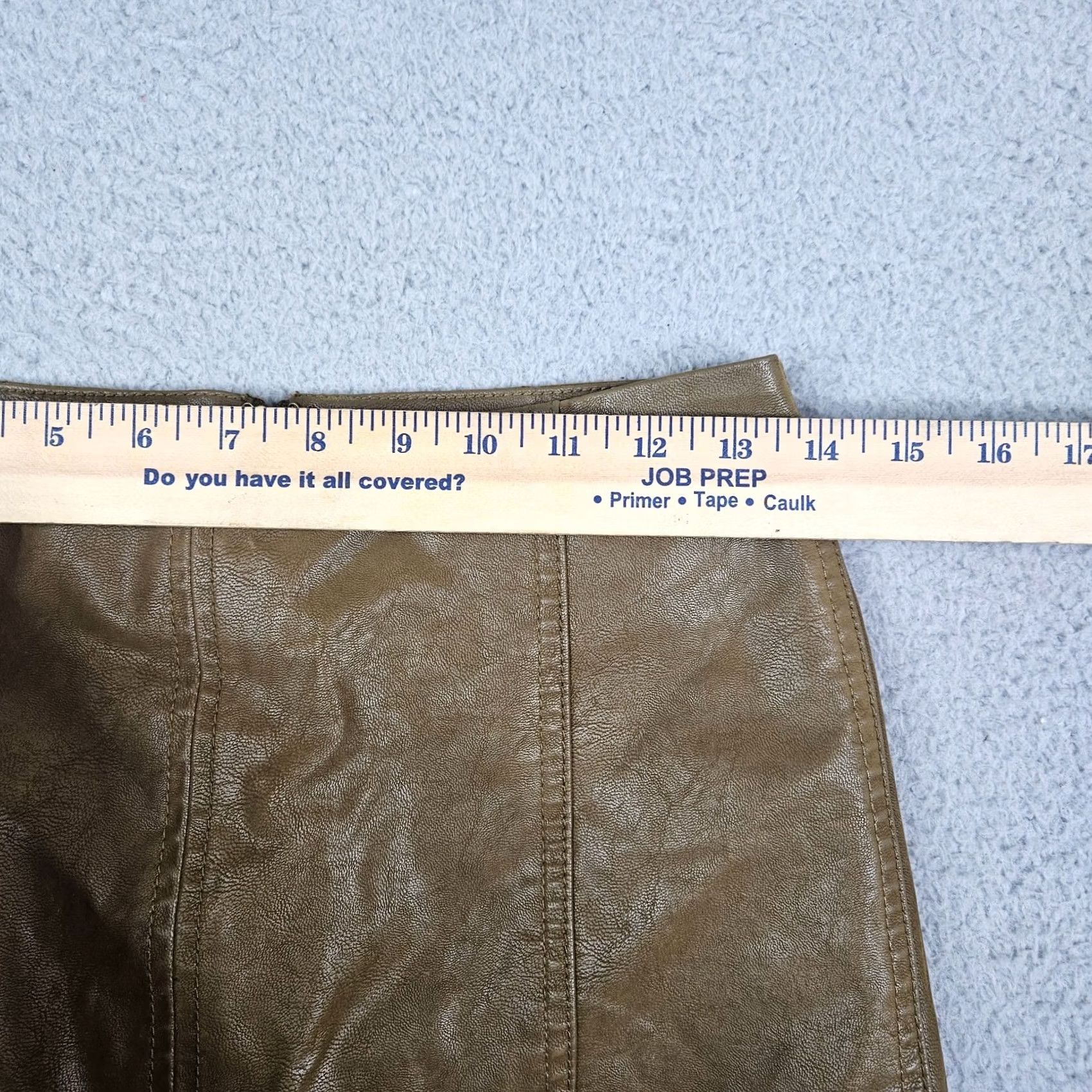 Free People Free People Women's Skirt Mini Lined Faux vegan Green Brown Size 4 Brown Zipper Solid Short Vintage No 4 Womens Size 27" / US 4 / IT 40 - 5 Thumbnail