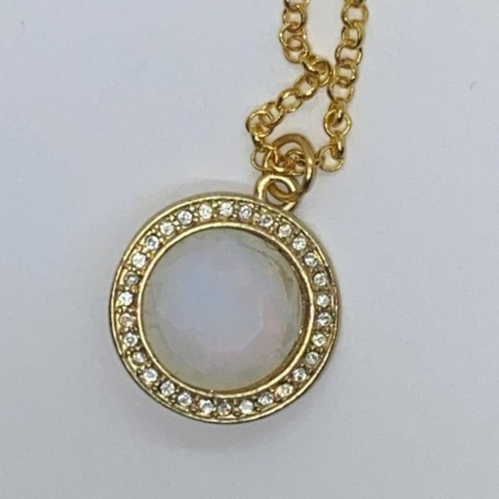 Handmade Gold-Tone Rhinestone Iridescent Pendant Necklace Size ONE SIZE - 5 Thumbnail