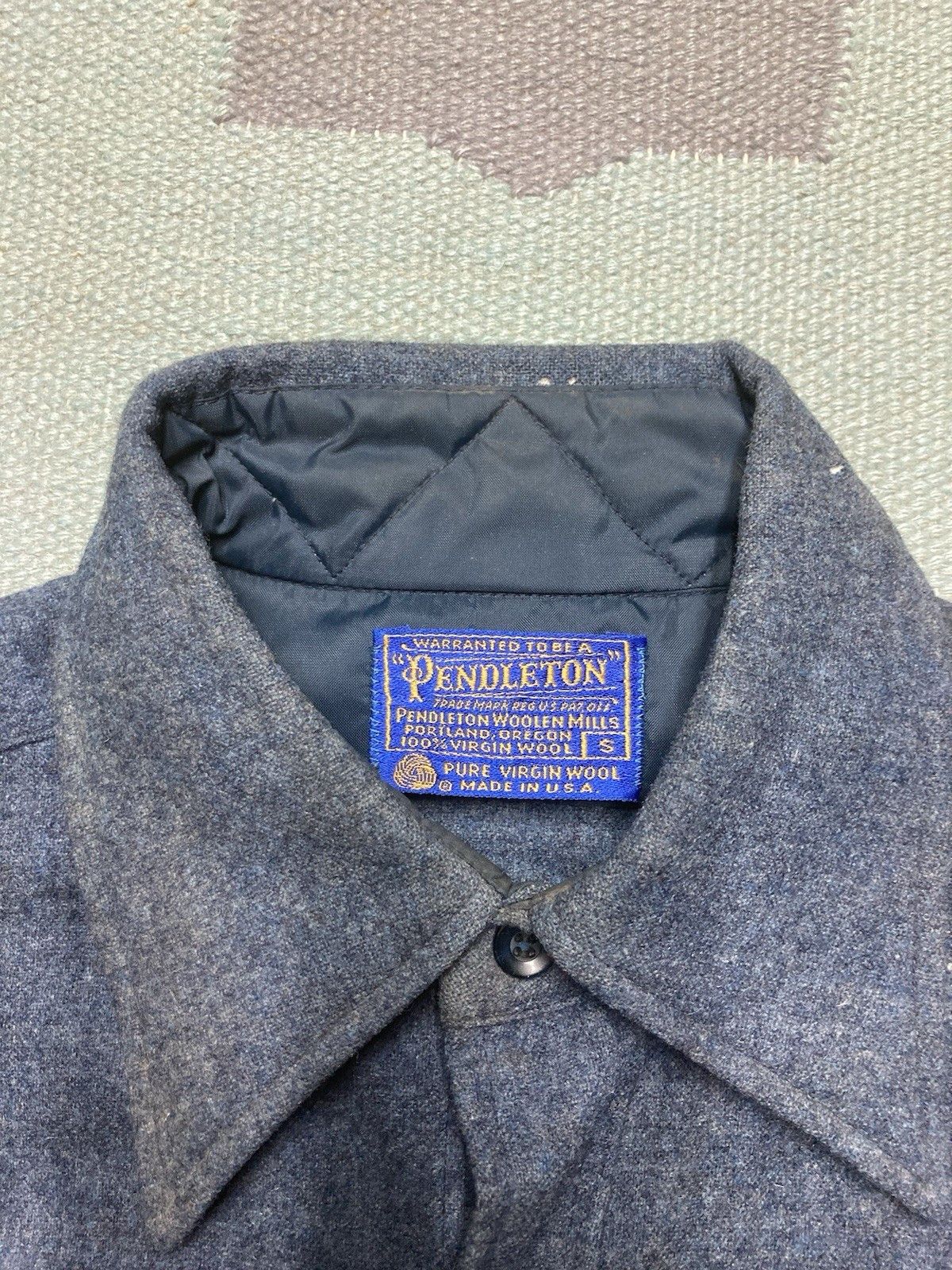 Vintage Vtg Pendleton button shirt dark blue gray one pocket small Size US S / EU 44-46 / 1 - 7 Thumbnail