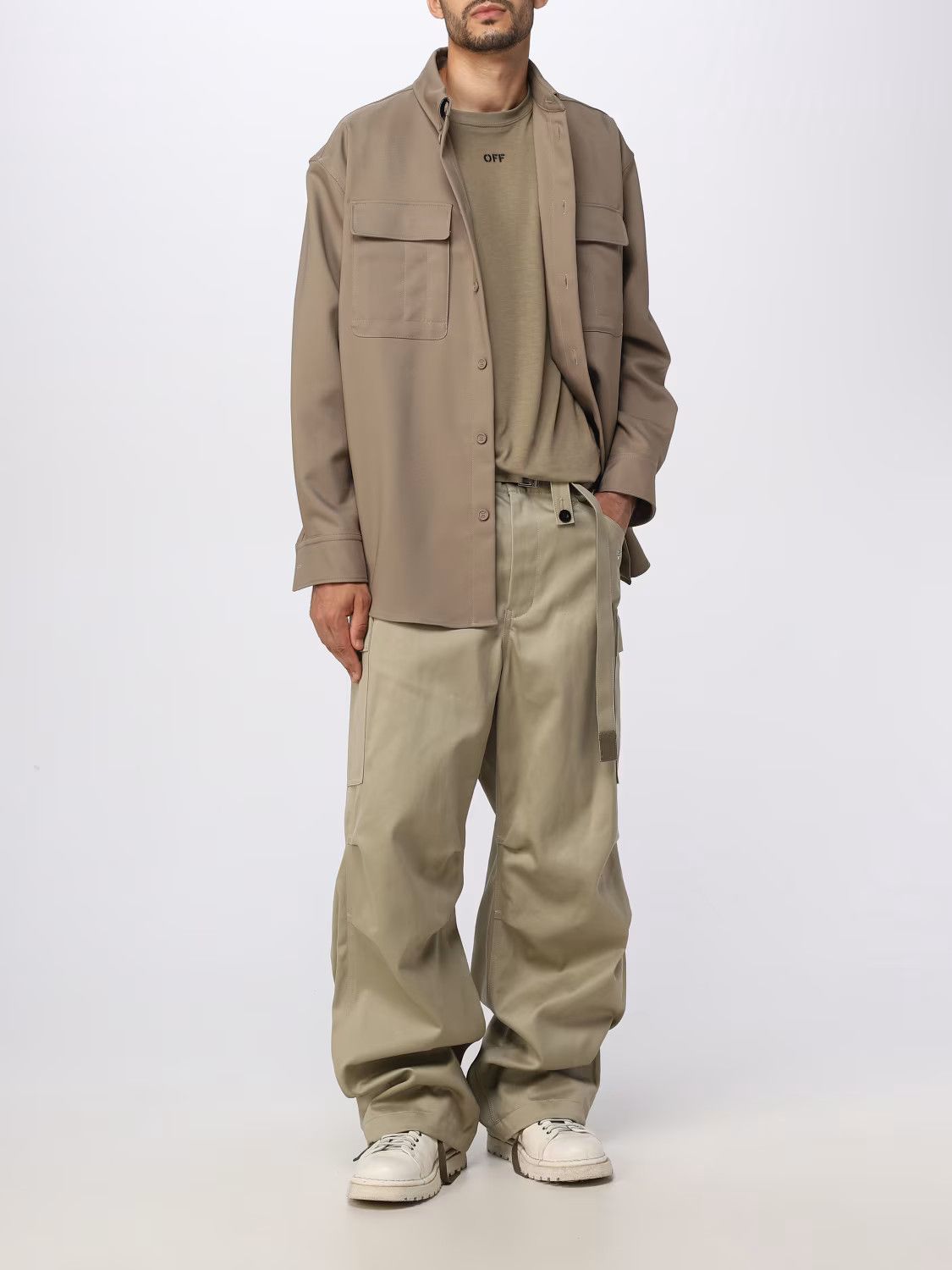 Off-White o1y0325 Logo Solid Color Shirt in Beige Size US M / EU 48-50 / 2 - 6 Thumbnail