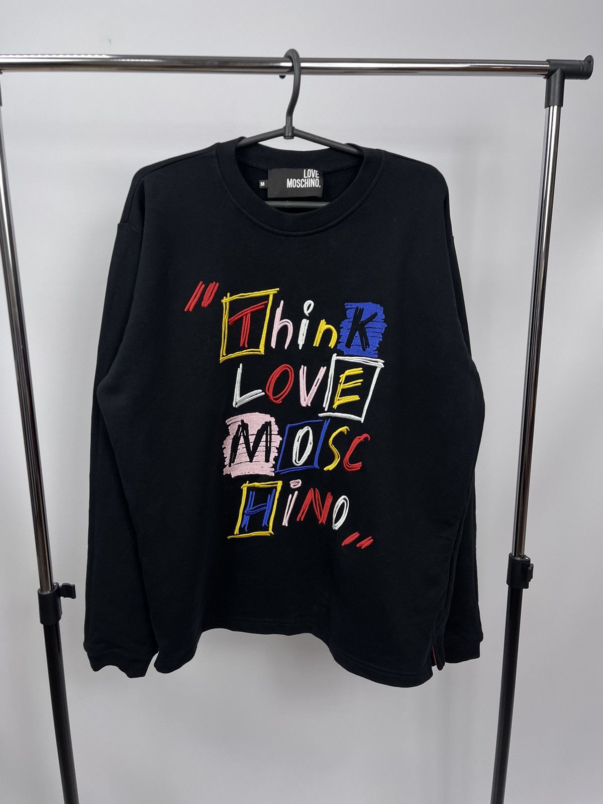 Moschino Vintage Moschino Think LOVE Moschino sweatshirt Size M Black Size US M / EU 48-50 / 2 - 1 Thumbnail