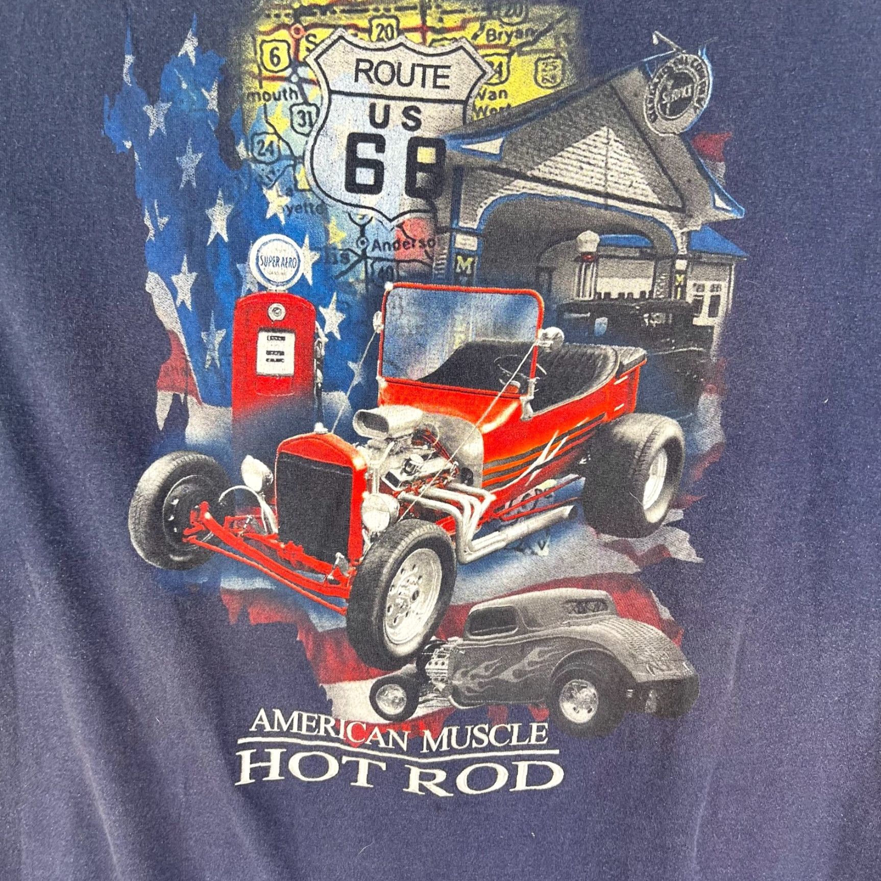 Vintage VINTAGE Route 66 American Mussel Hot Rod T Shirt Mens 2XL Blue Short Sleeve Cars Mens Size US XXL / EU 58 / 5 - 2 Thumbnail