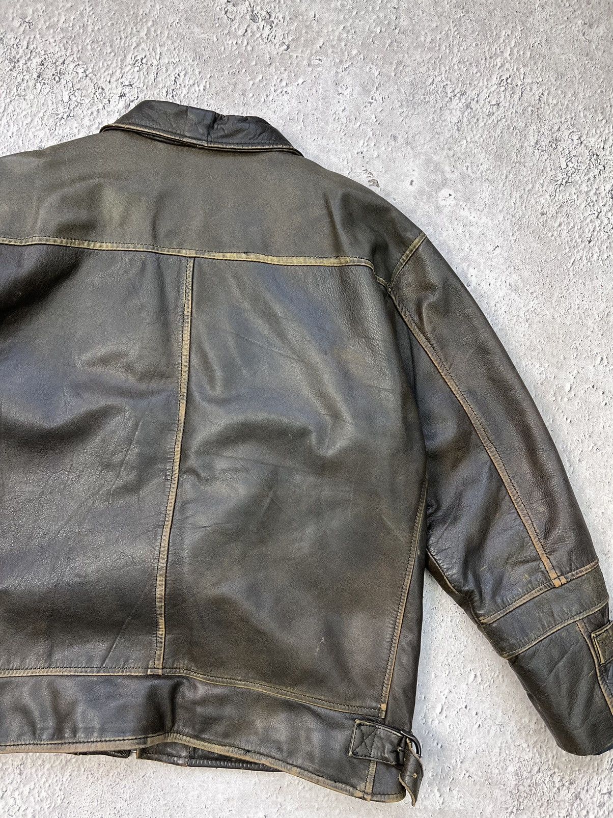 Vintage Vintage Brown avant garde genuine leather bomber jacket Size US M / EU 48-50 / 2 - 13 Thumbnail