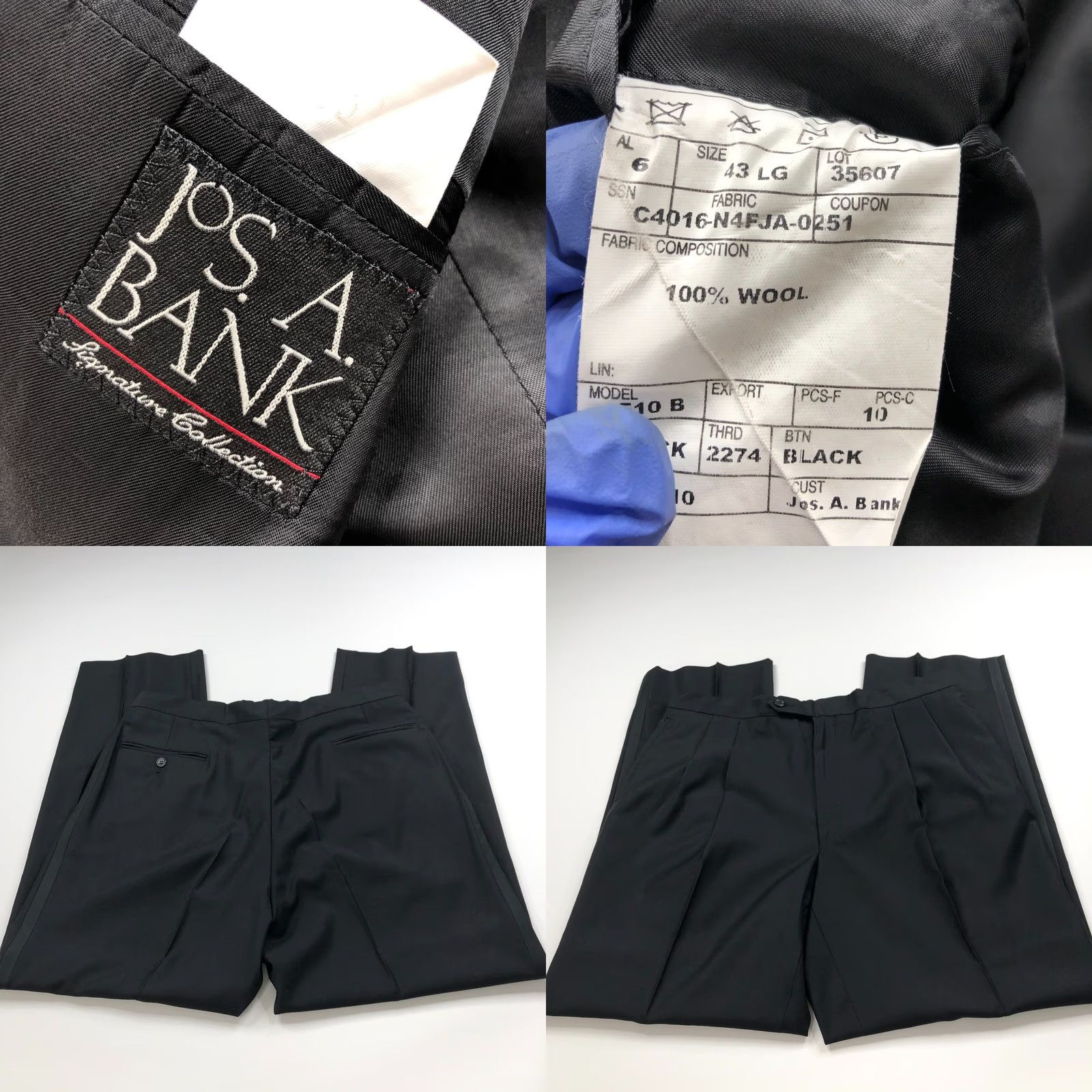 Jos. A. Bank Jos. A. Bank Wool 2 PC Tuxedo Suit 43 LONG 43Jacket Pants (Fit 35W 31L) PLS READ Size 46R - 10 Thumbnail