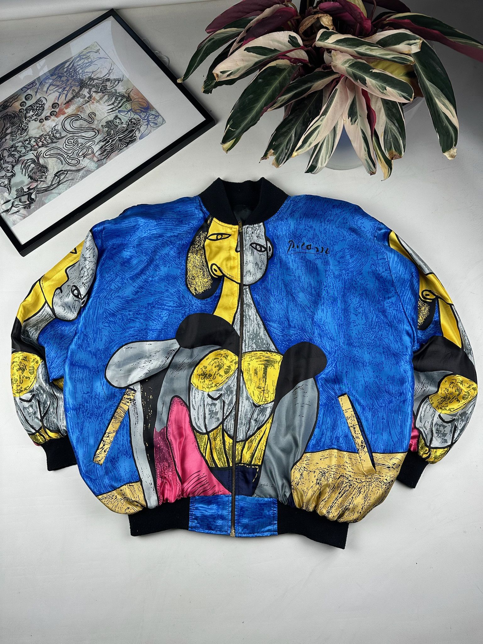Vintage Vintage Picasso Cubist Art Silk Jacket Size US XL / EU 56 / 4 - 2 Thumbnail