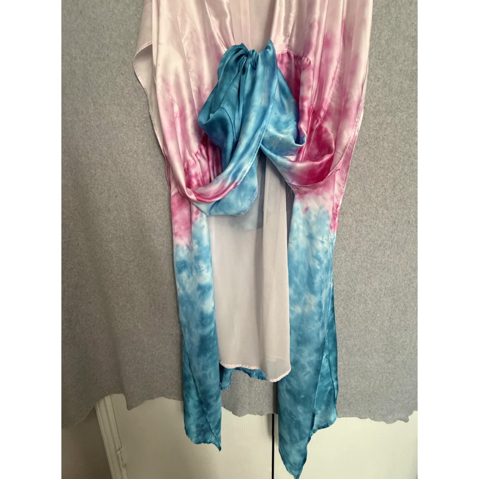 BuddyLove Buddy Love Dress Womens Small Multicolor Tie Dye Satin Kaftan Maxi Boho Size S / US 4 / IT 40 - 2 Thumbnail