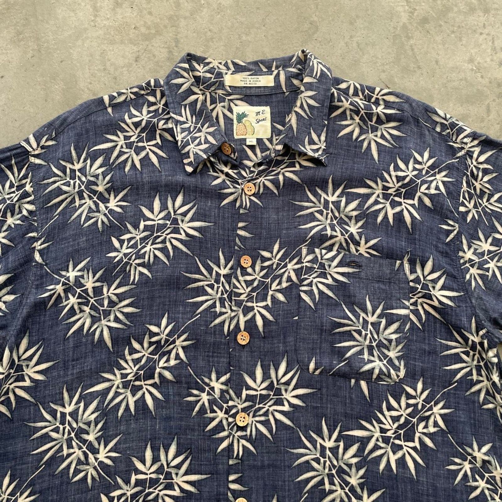 Vintage Vintage M. E. Sport Navy Blue Rayon Hawaii Shirt Size US XL / EU 56 / 4 - 2 Thumbnail