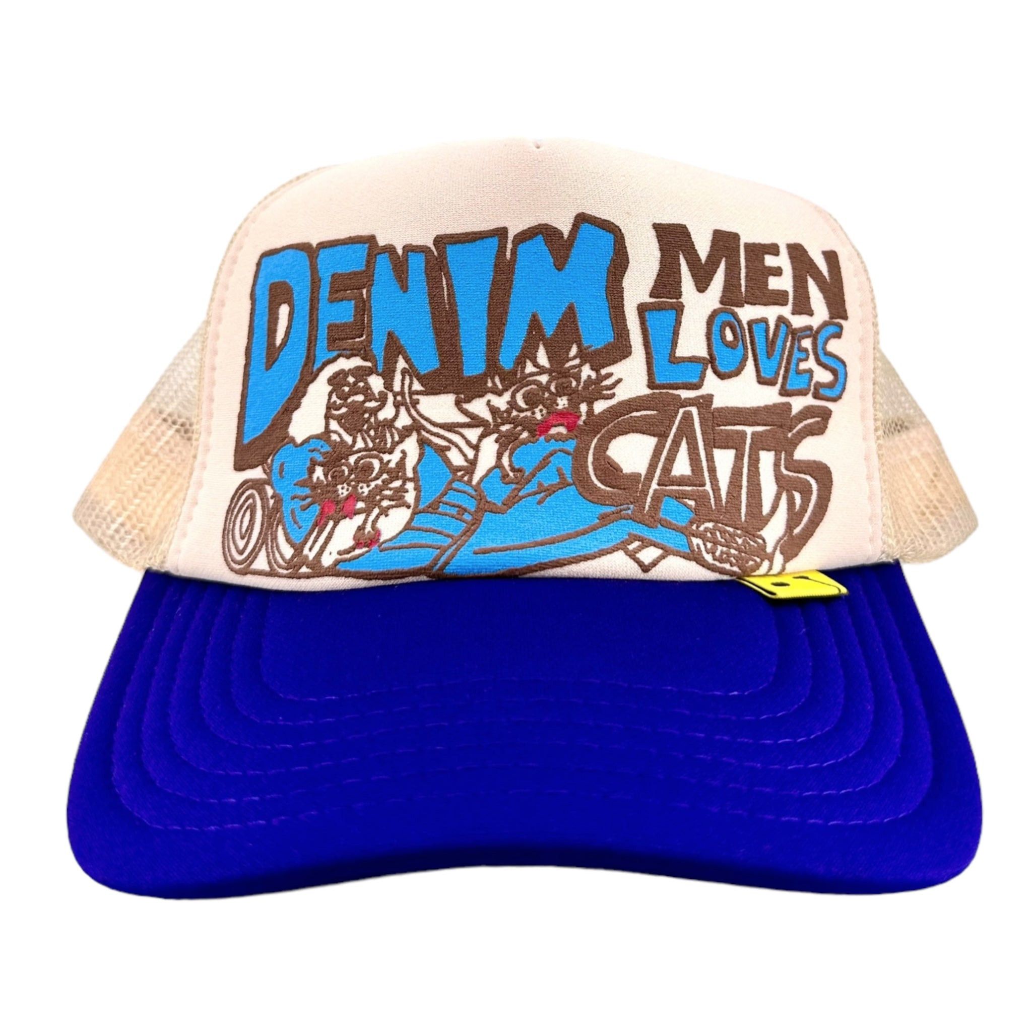 Denim Men Love Cats Camo Trucker Hat Cream Purple Hats