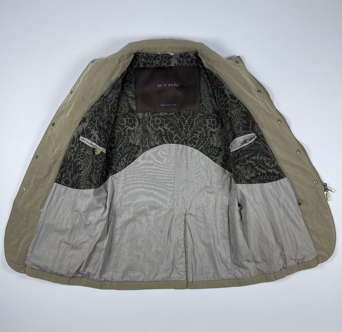 Etro ETRO Archives Zip Button Leather Cotton Beige/Brown Jacket Size US M / EU 48-50 / 2 - 7 Thumbnail