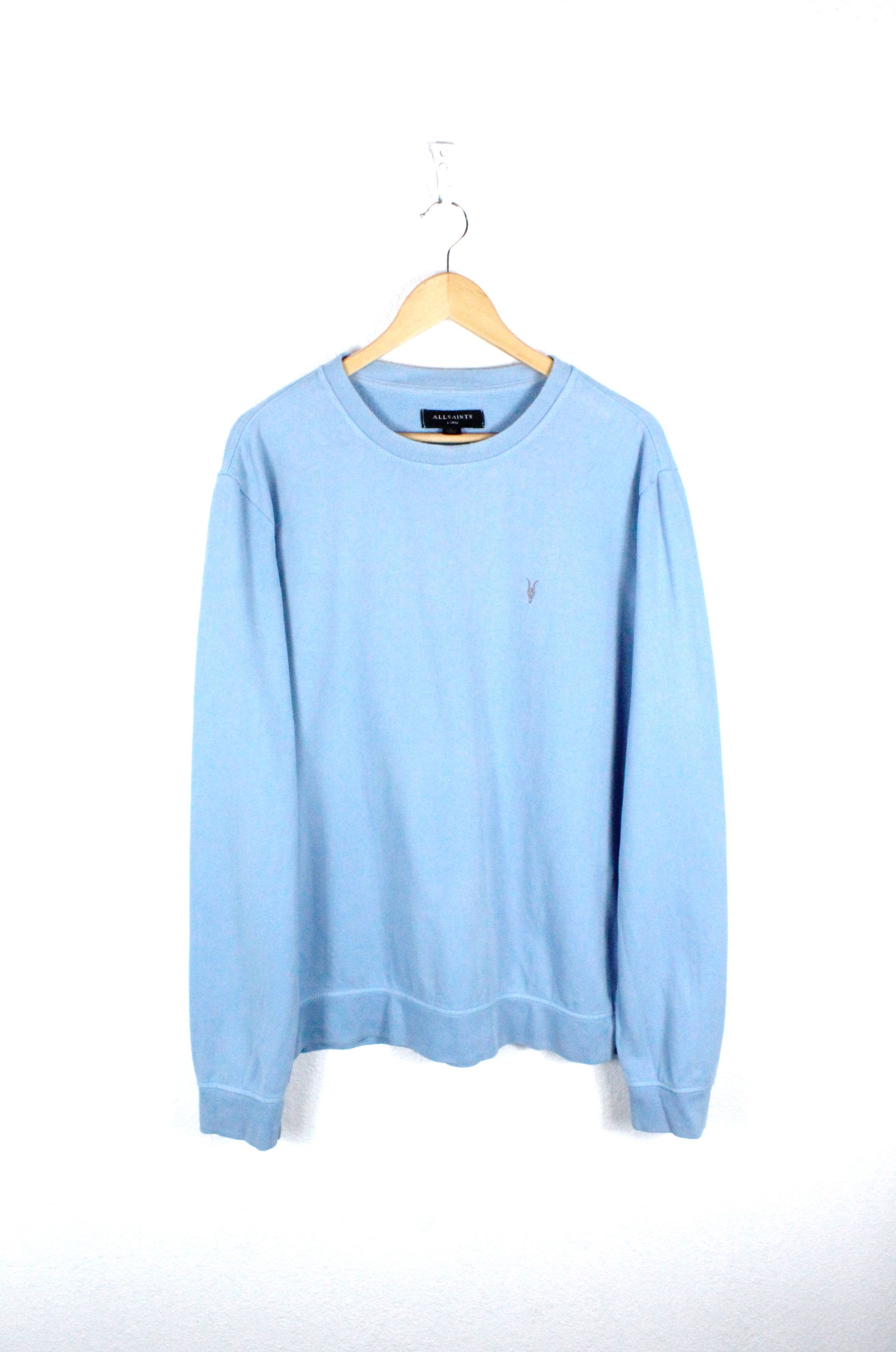 Allsaints Logo Blue Crew Sweatshirt Avant Garde