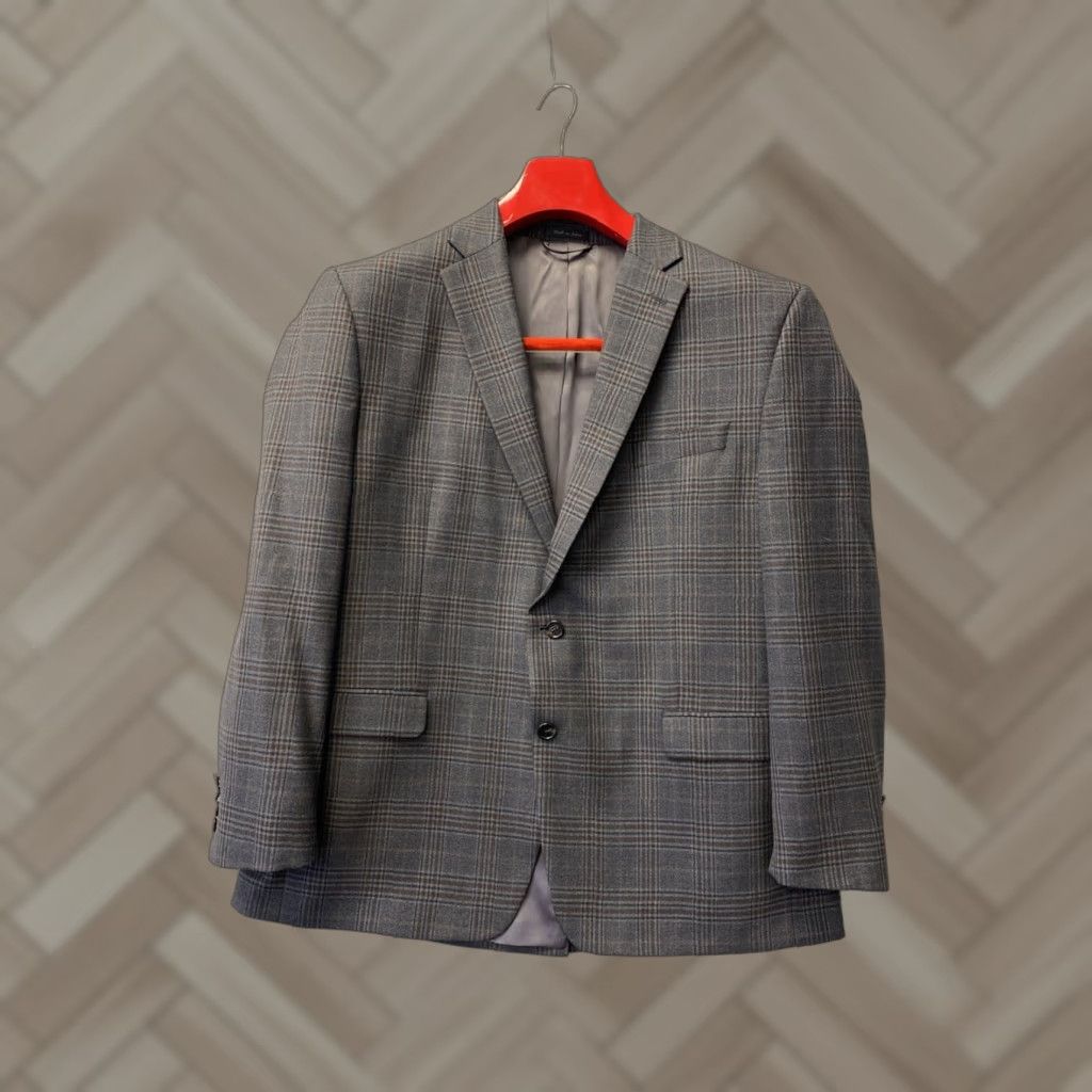 Ralph Lauren RALPH LAUREN VINTAGE Blazer Jacket 46R Glen Plaid Brown Gray Wool Classic Mens Size 46R - 1 Thumbnail