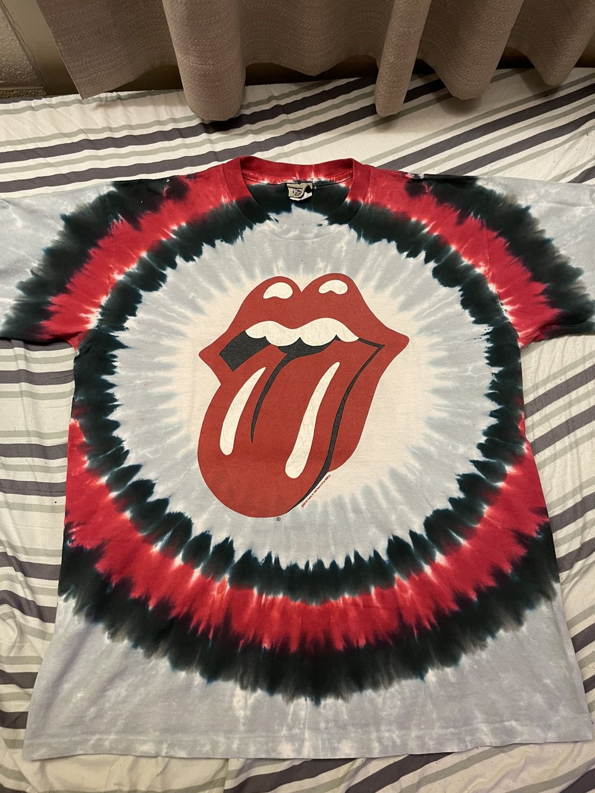 Vintage Rolling Stones Tie-Dye Tee Liquid Blue Y2K