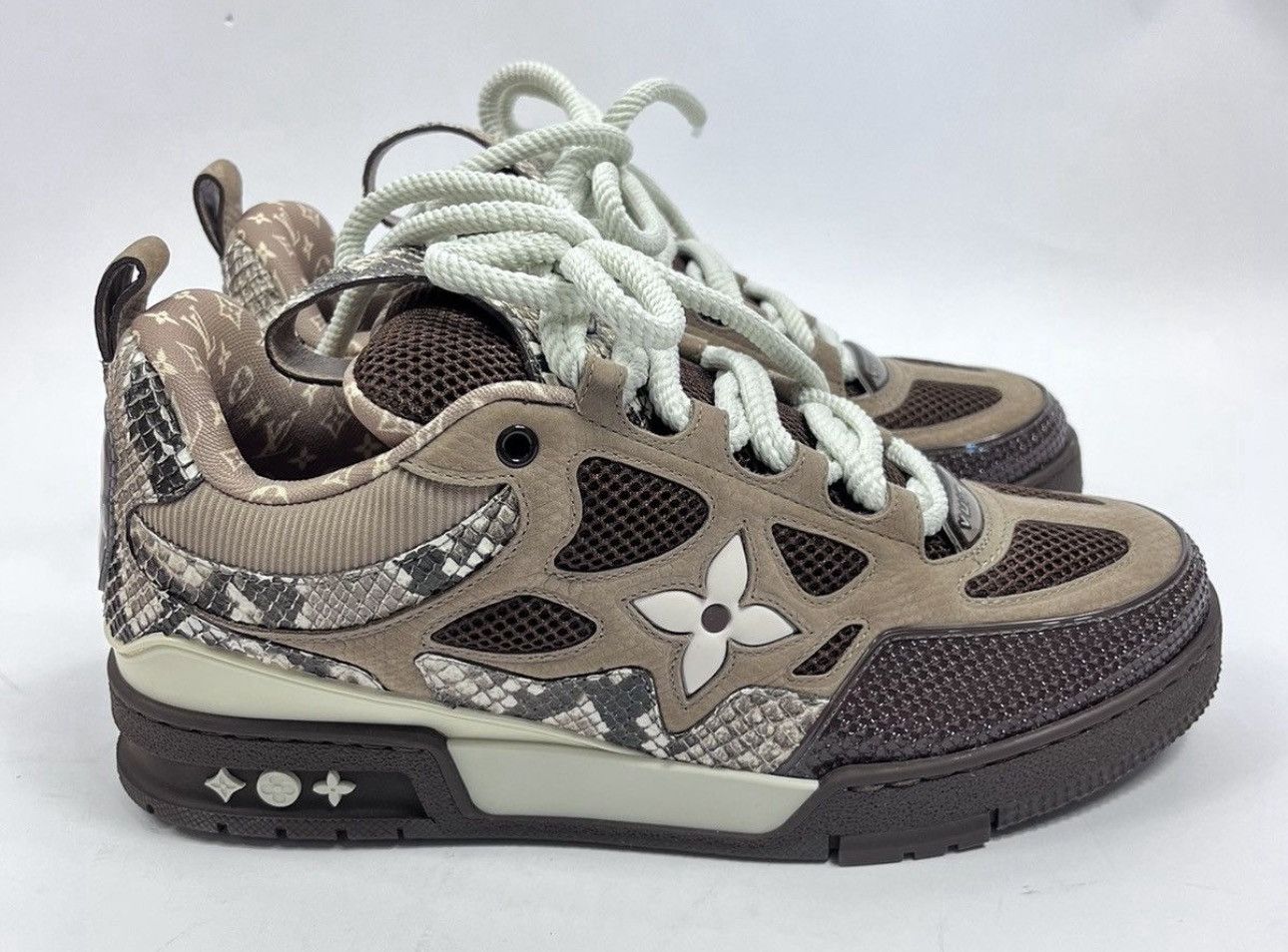 Louis Vuitton BROWN PYTHON SK8 LEATHER SNEAKERS Size US 10 / EU 43 - 2 Thumbnail