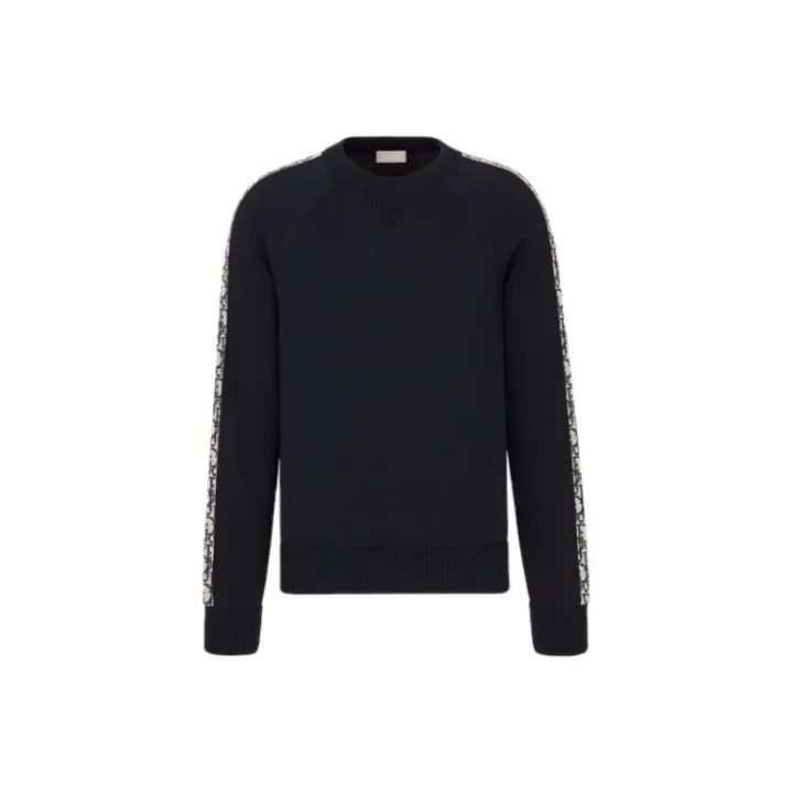 Dior Navy Blue Letter Pattern Sweater 0079