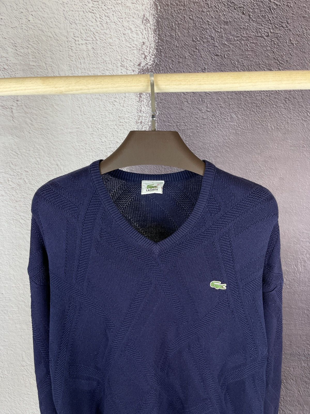 Lacoste × Vintage Lacoste vintage 90s knitwear v-neck sweater pattern logo Size US XXL / EU 58 / 5 - 3 Thumbnail