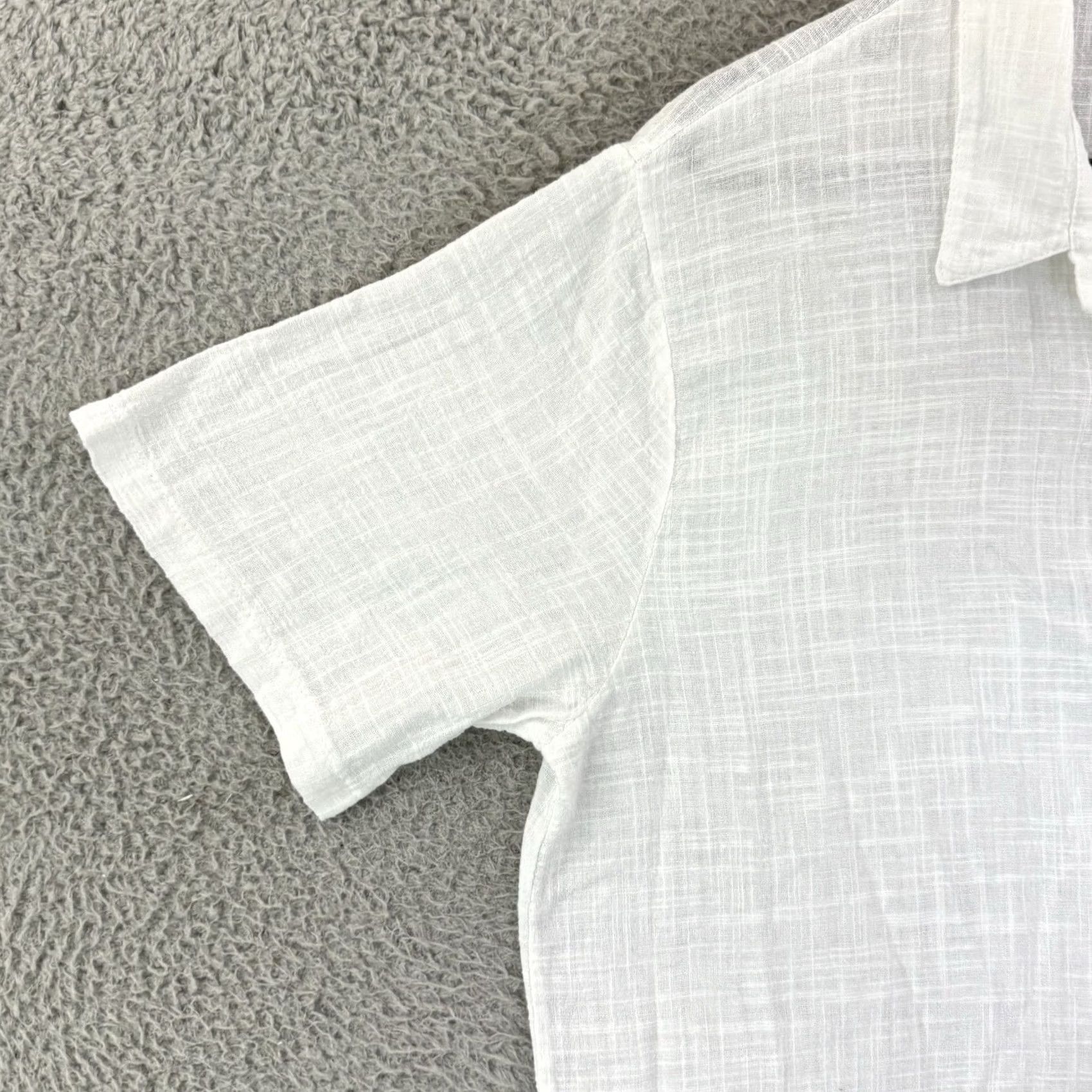 Vintage Vintage Made in Italy Shirt Men 2XL White Short Sleeve Linen Blend Button-Up Casual Beach Preppy Shirt Mens Regular Big & Tall Size US XXL / EU 58 / 5 - 4 Thumbnail