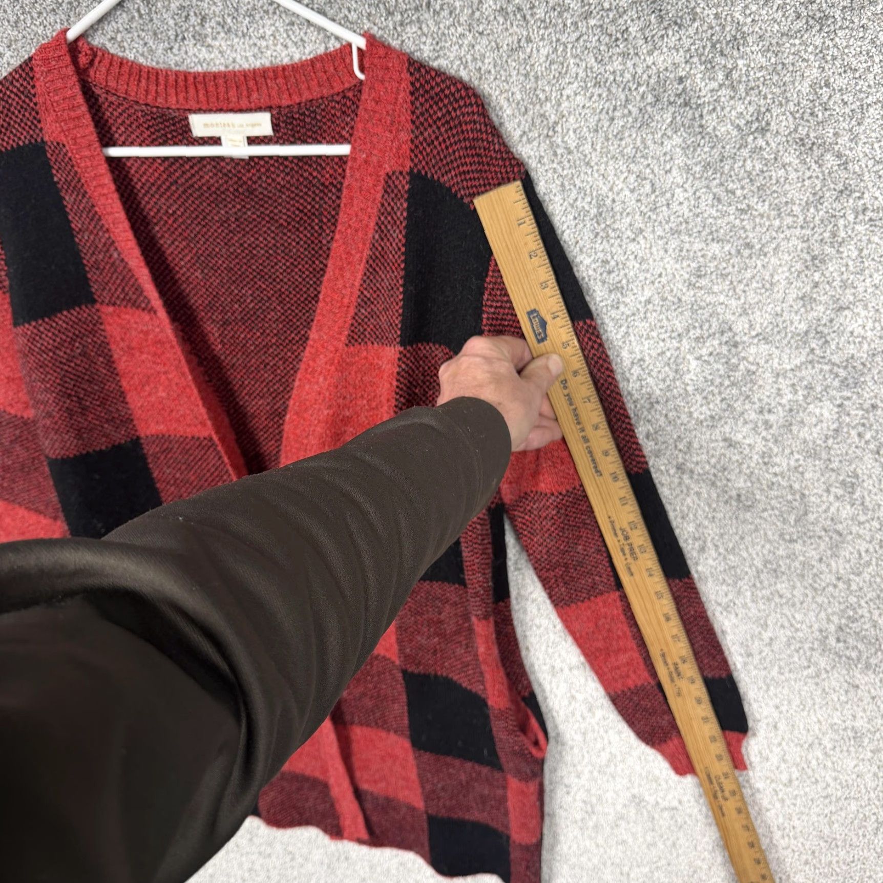 Vintage Monteau Cardigan Sweater Womens M Red Black Buffalo Plaid Open Front Cabincore NYC? Size M / US 6-8 / IT 42-44 - 3 Thumbnail