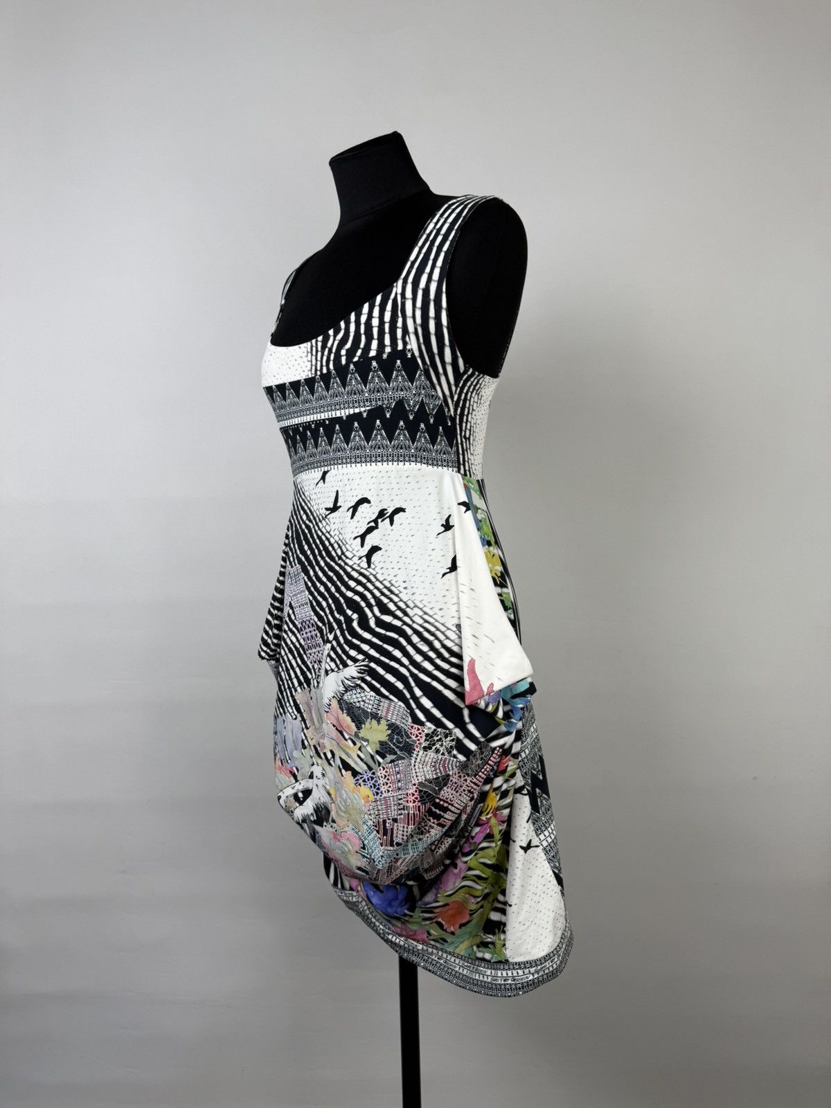 Jean Paul Gaultier Save The Queen Asymmetrical Printed Colorful Abstract Dress Size L / US 10 / IT 46 - 3 Thumbnail