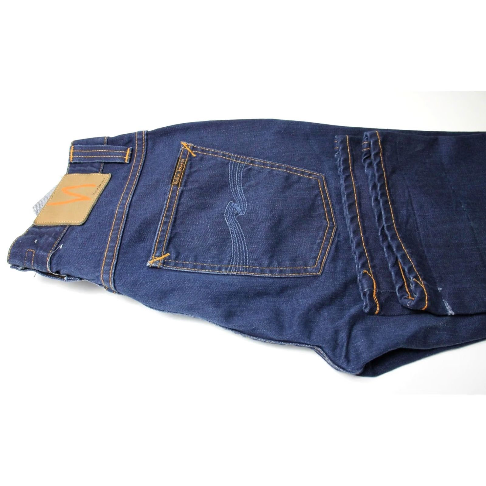 Vintage NUDIE Slim Jim Dry 46 Dips Jeans Men's W30/L34 Blue Denim Zip Fly Pocket Adjustable Slim style Regular Mens Size US 30 / EU 46 - 5 Thumbnail