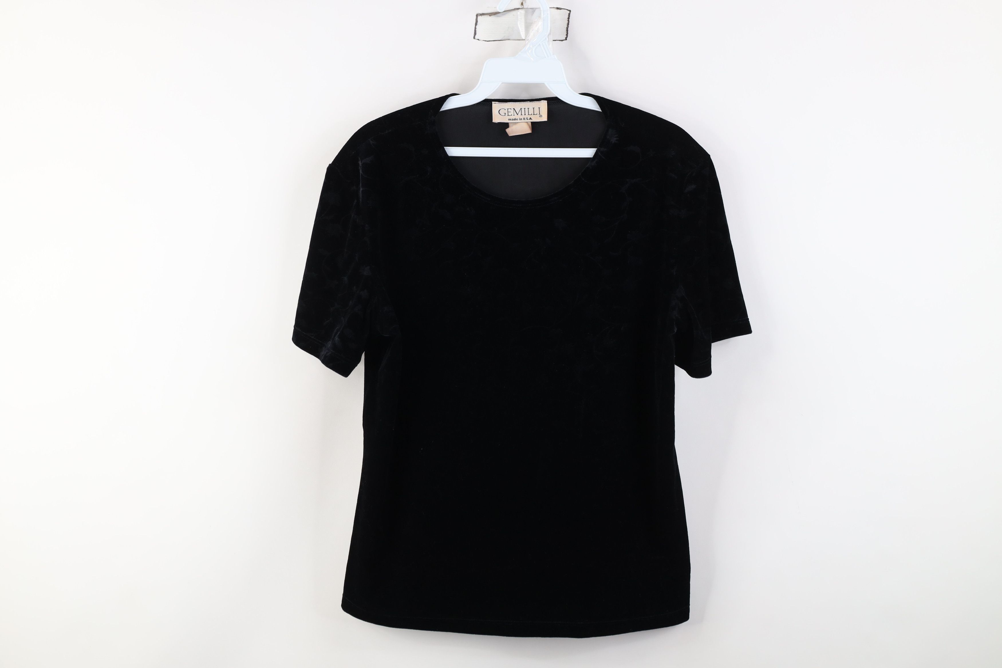 Vintage Vintage 90s Y2K Babydoll Velvet Velour T-Shirt Black USA Size L / US 10 / IT 46 - 1 Thumbnail