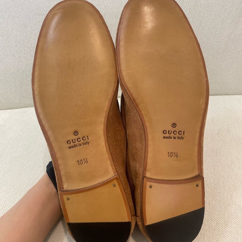 Gucci Gucci Brown Suede Logo Round Toe Loafers - Size US 11 / EU 44 - 4 Thumbnail